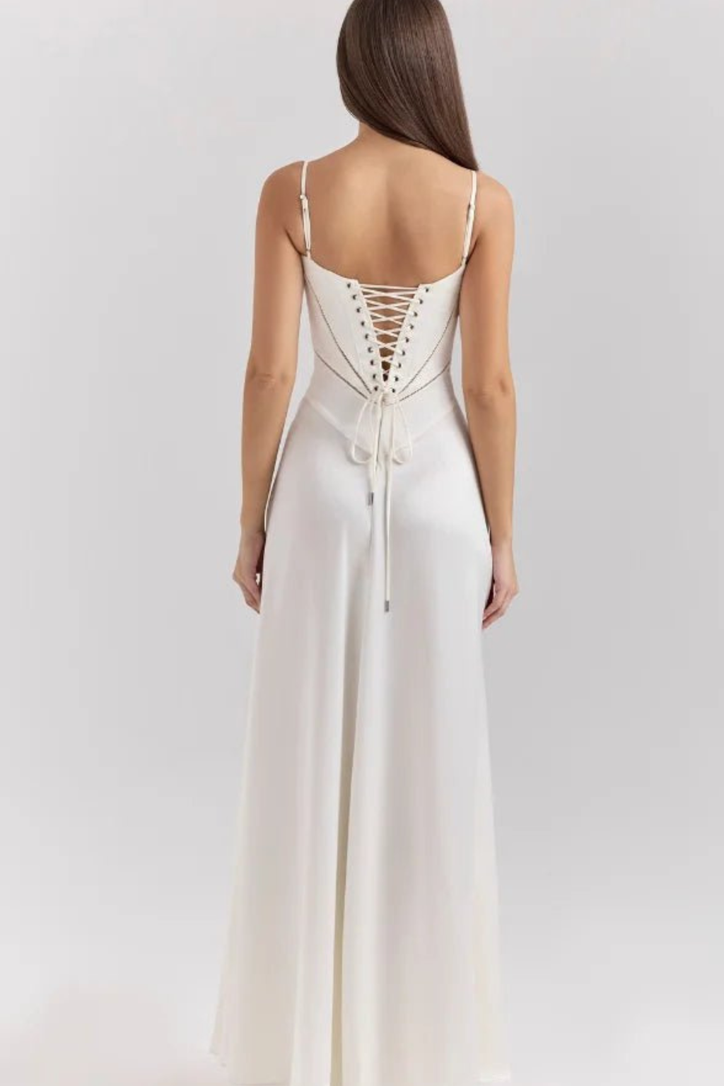 Corset Style Silky Satin Maxi Dress