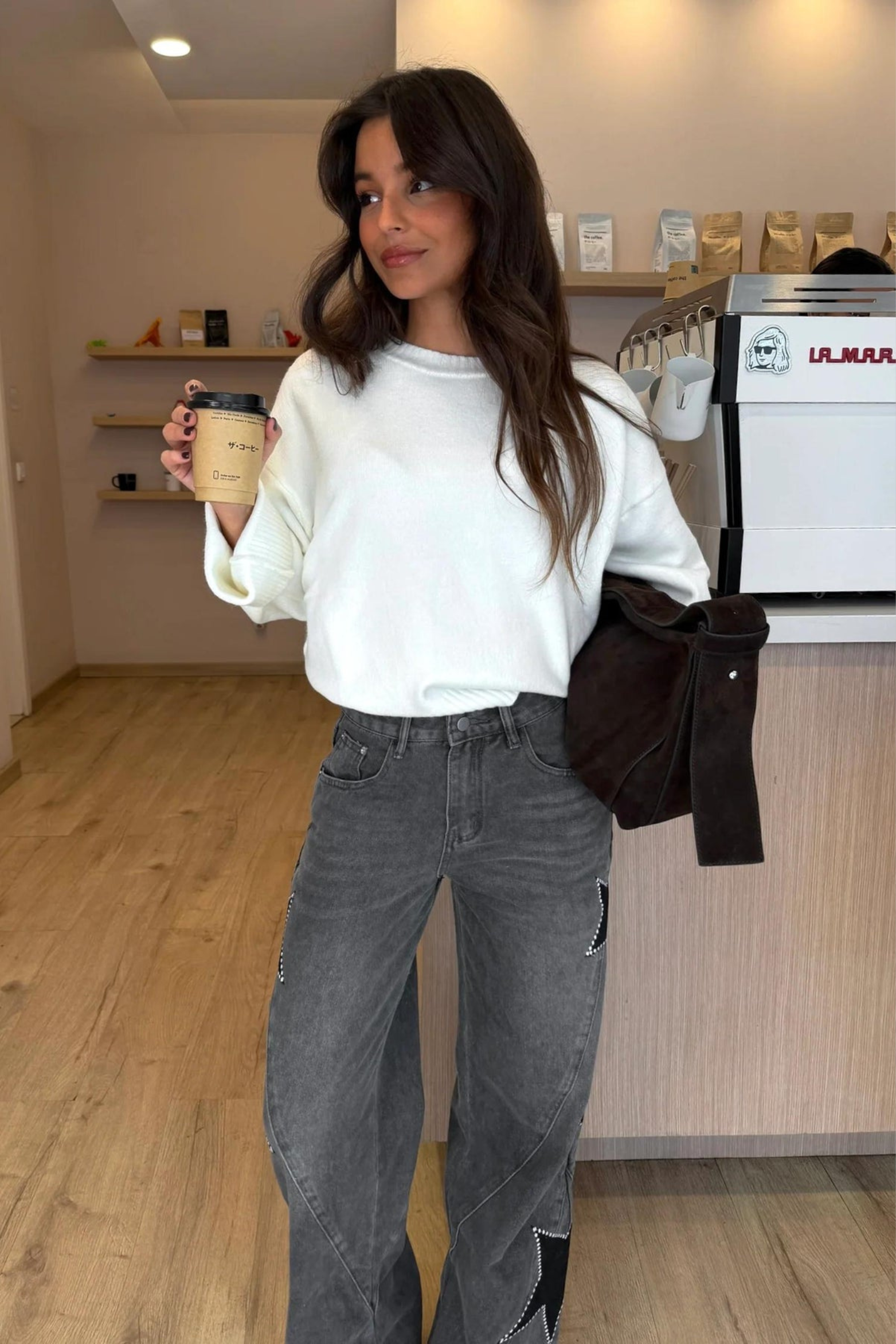 Women Star Detail Straight Leg Jeans
