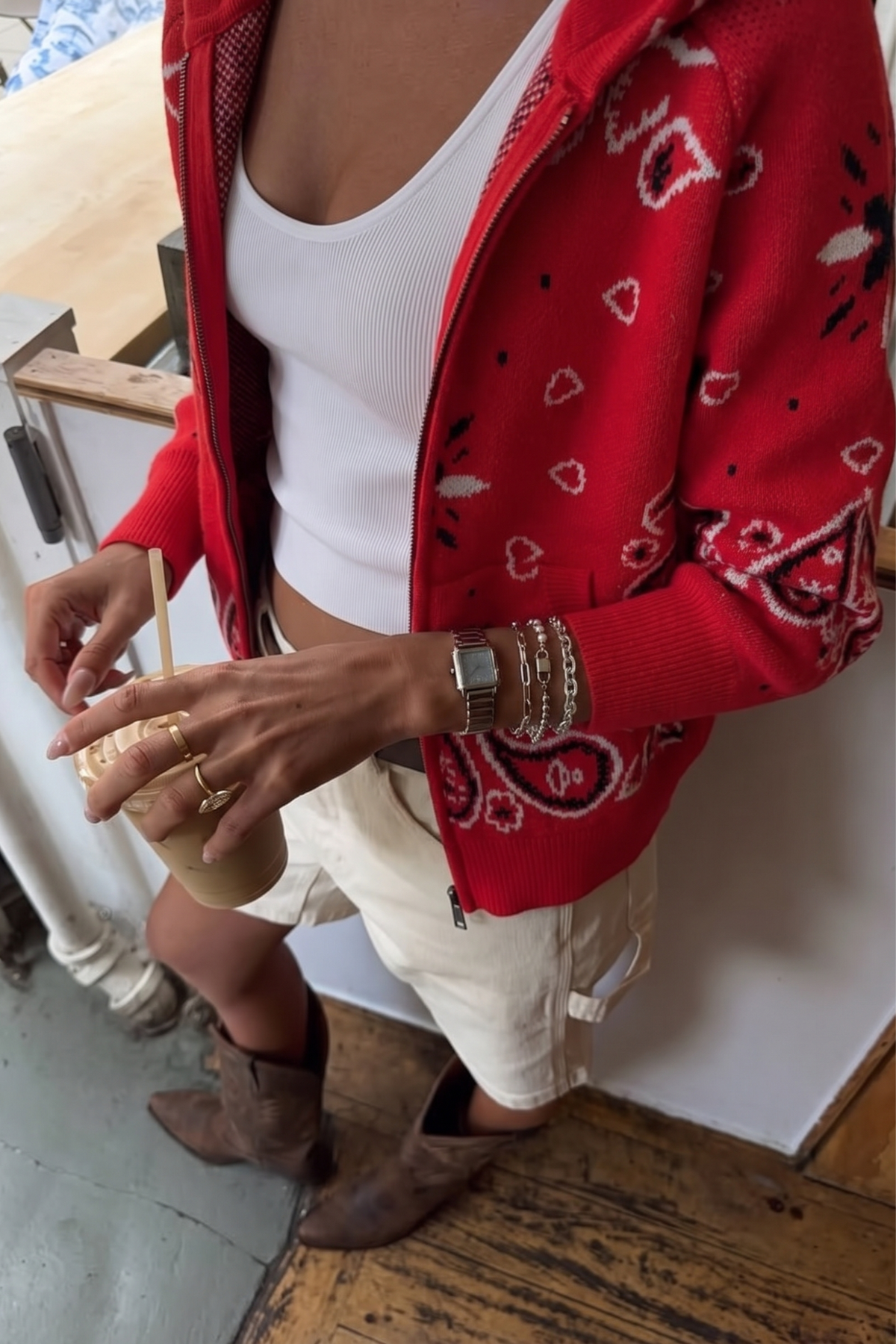 Women's Bandana Print Knit Cardigan