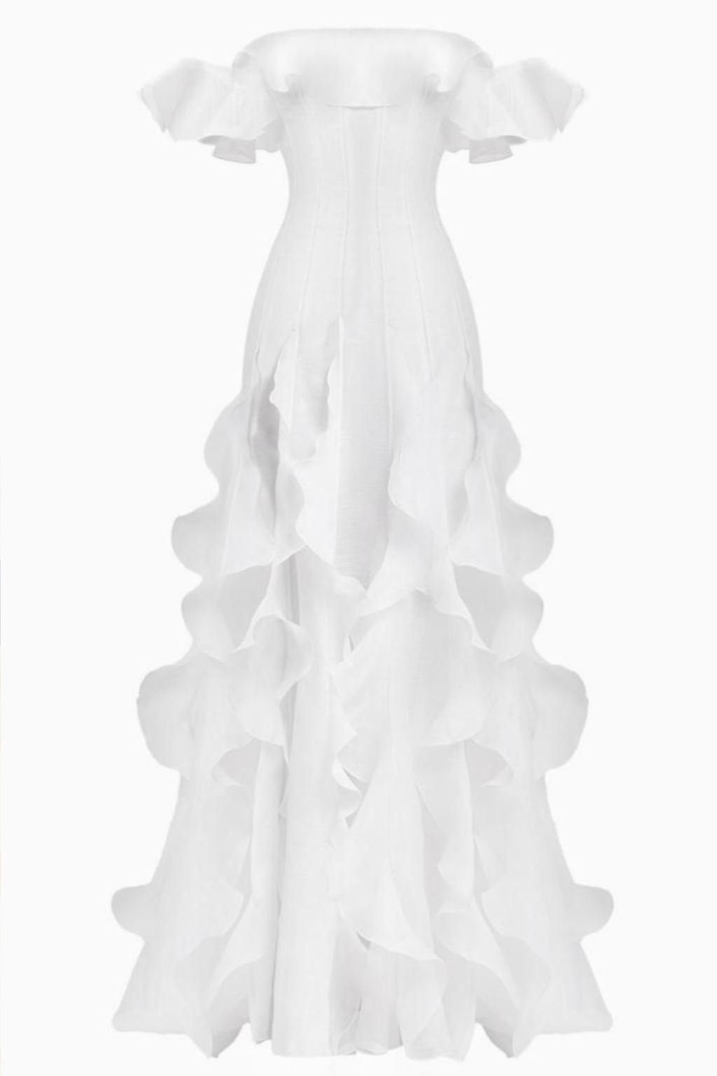 Frill Off Shoulder Maxi Dress with Romantic Silhouette