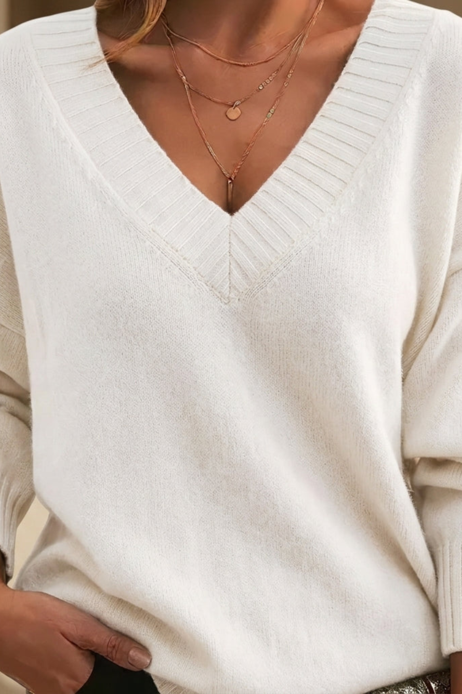Women's Classic V Neck Knit Sweater