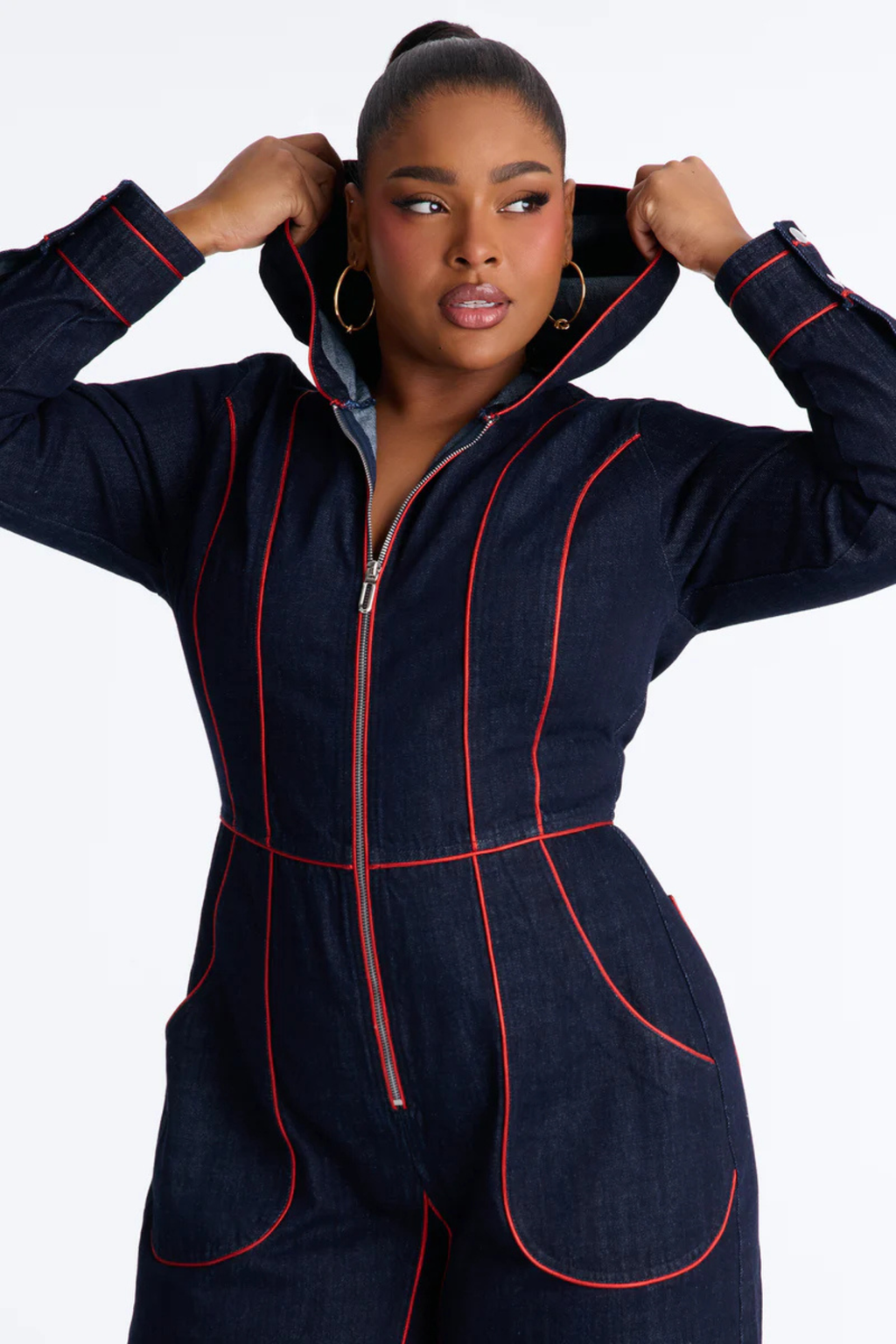 Women's Zip Front Wide Leg Jumpsuit