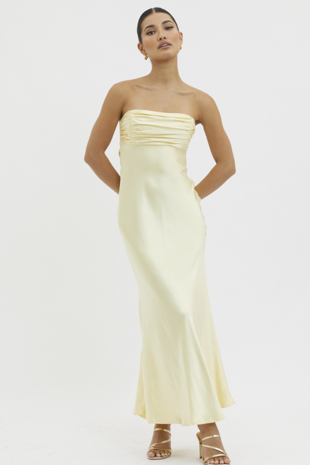 Butter Yellow Smooth Finish Midi Dress