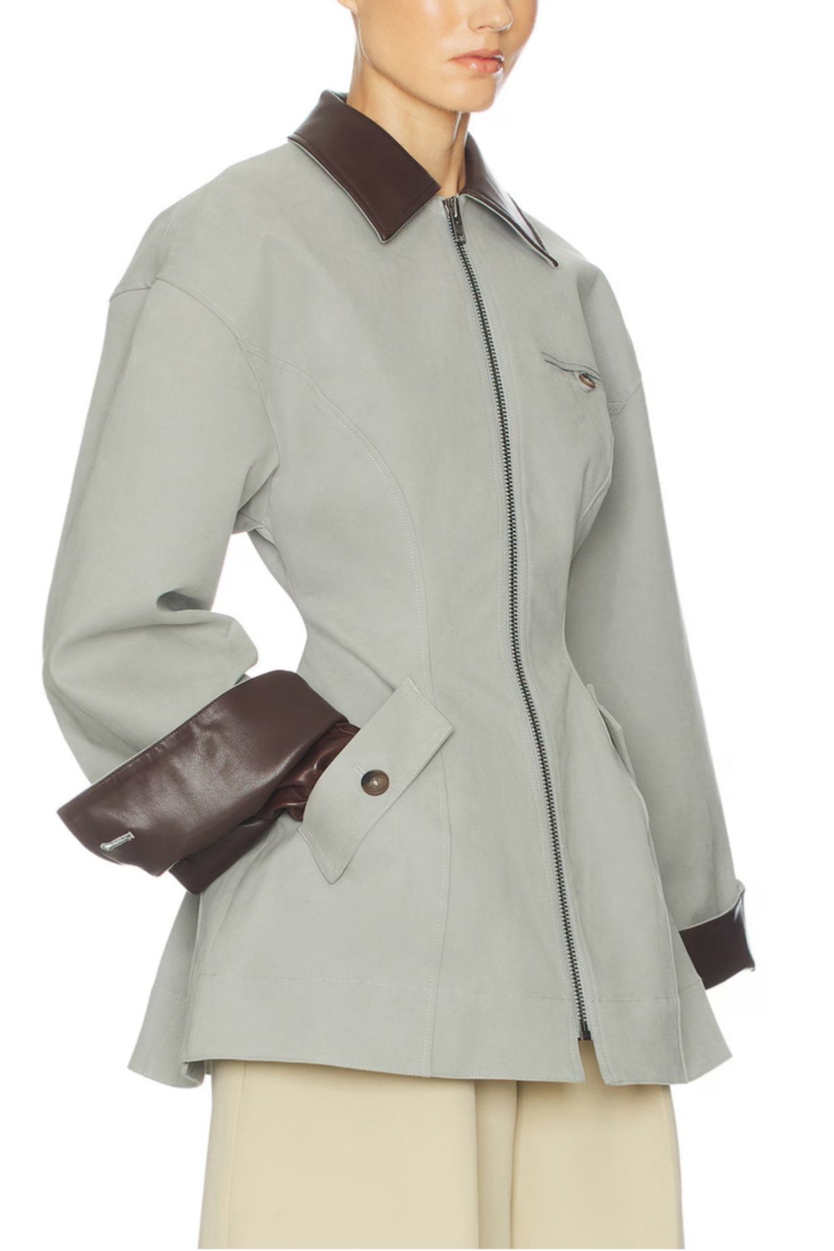 Light Grey Cropped Oversized Jacket