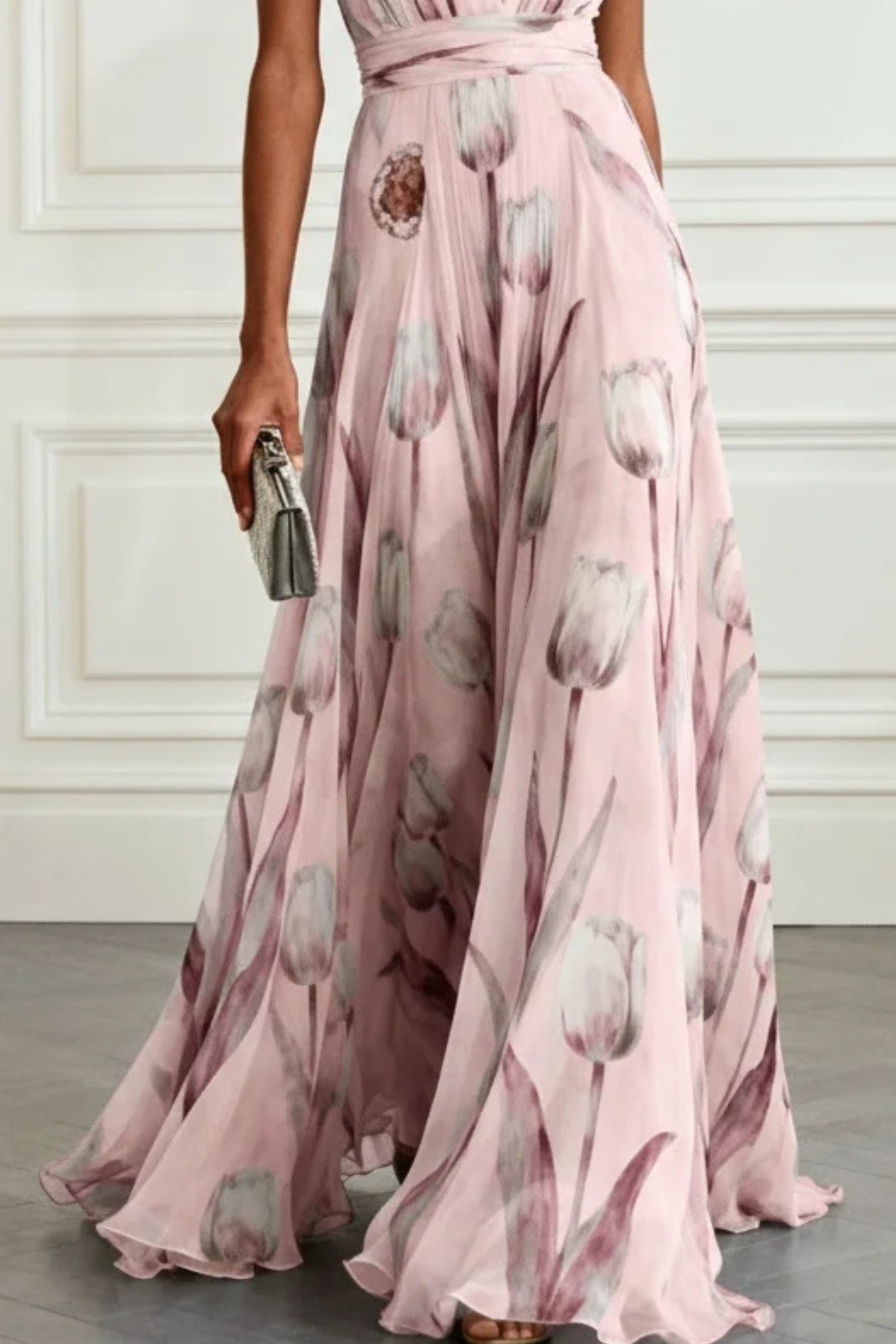 Floral Chiffon Sleeveless Maxi Dress