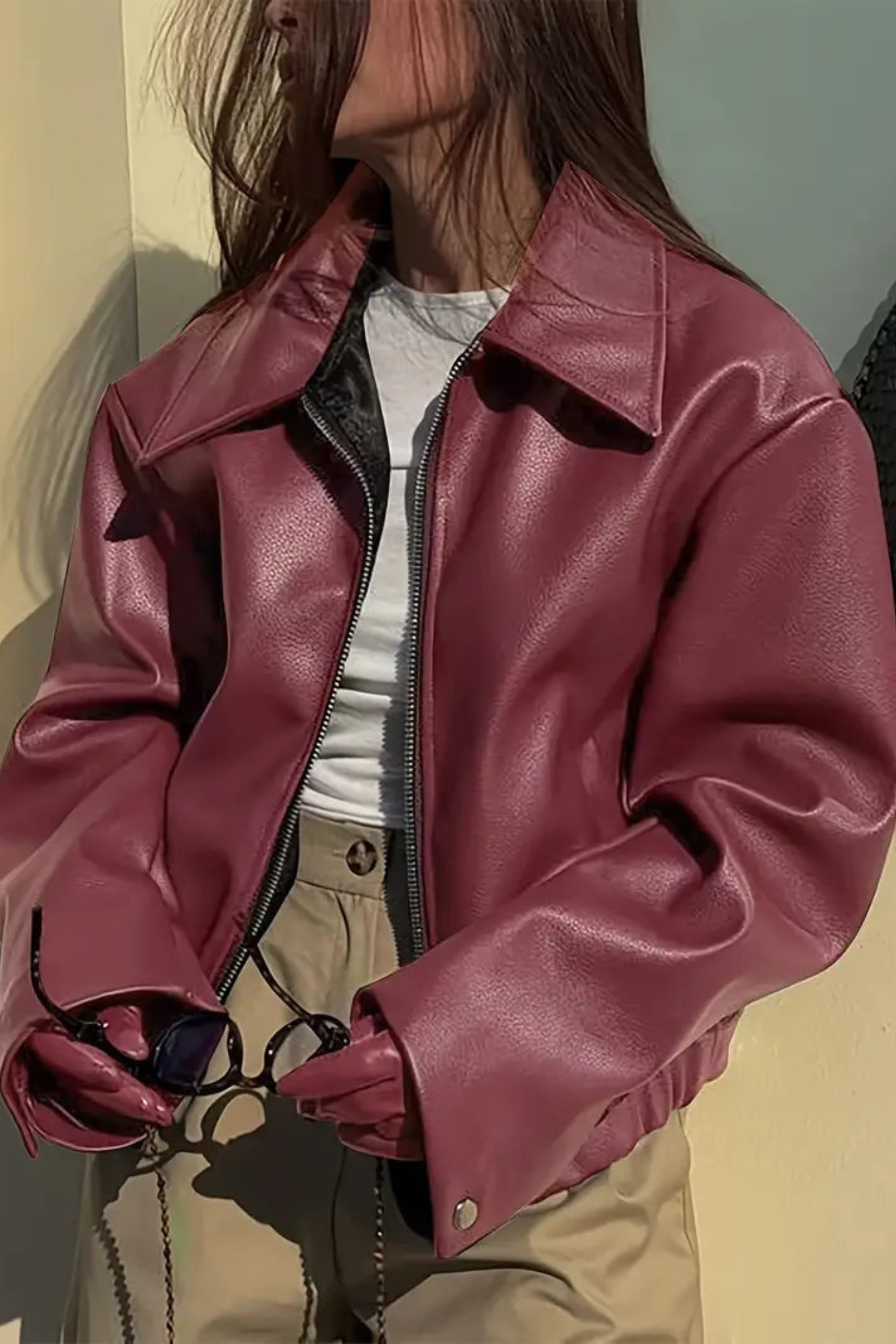 Women's Coated Zip Bomber Jacket