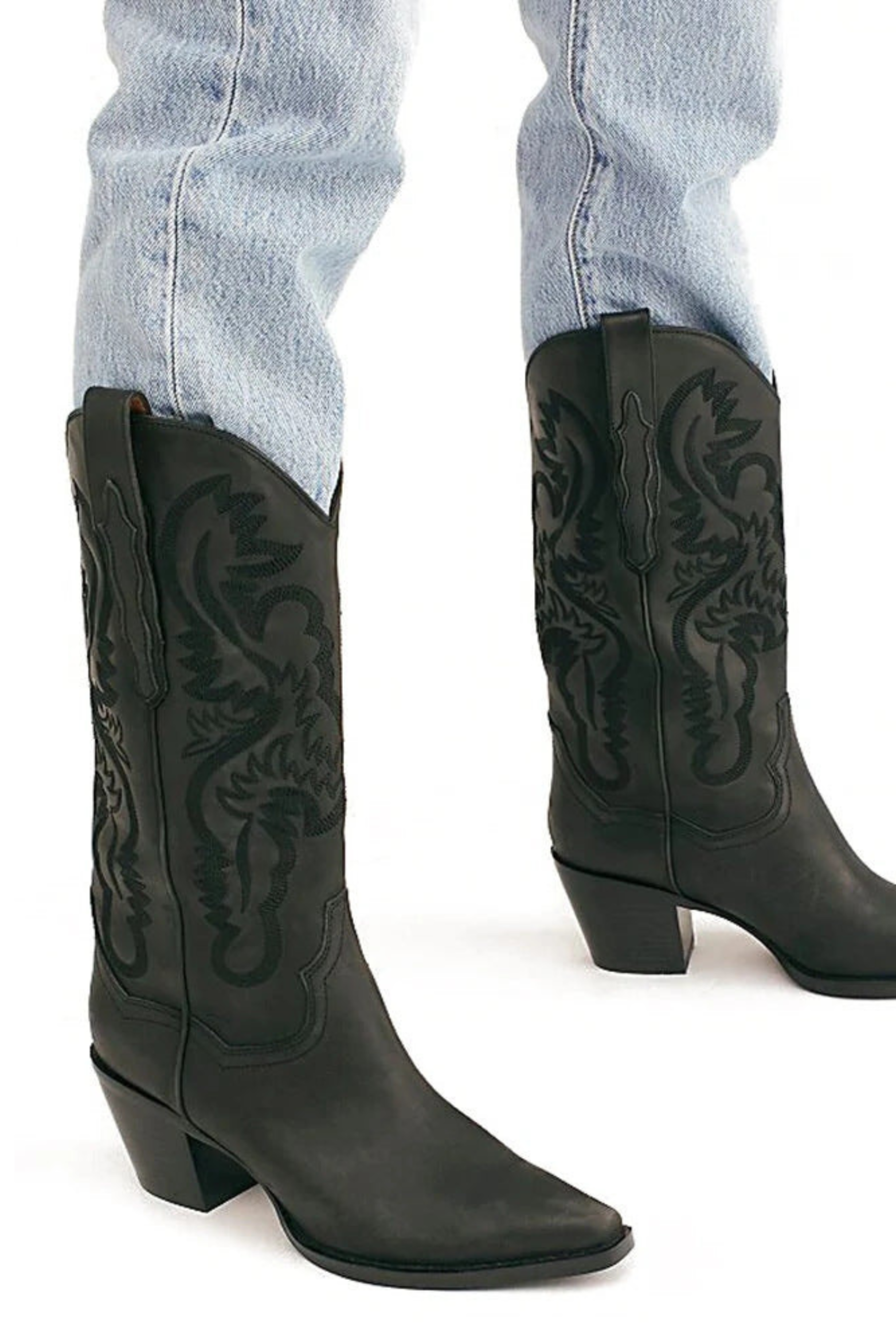 Embroidered Pointed Toe Western Boots