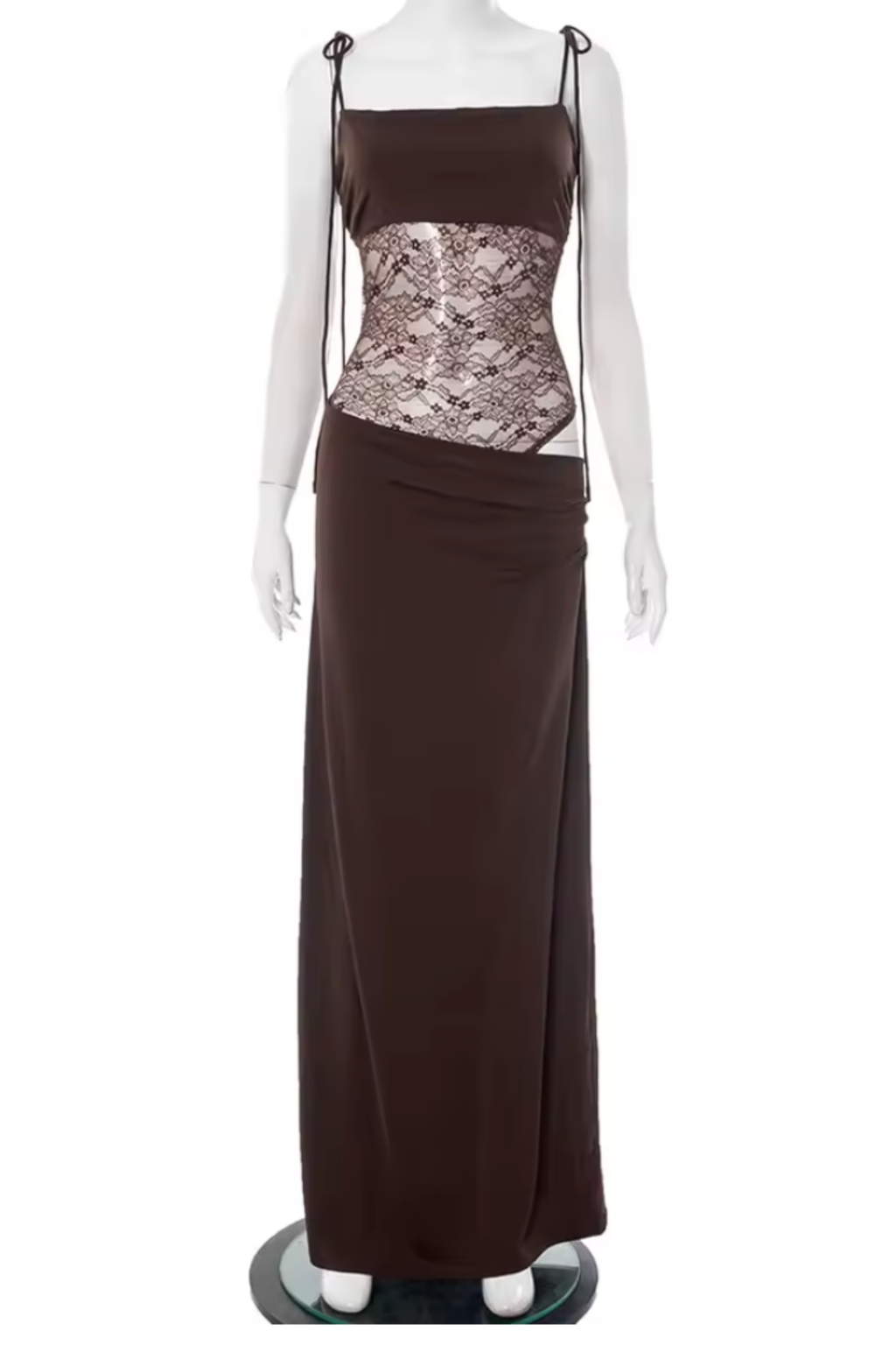 Lace Trim Flowing Maxi Dress