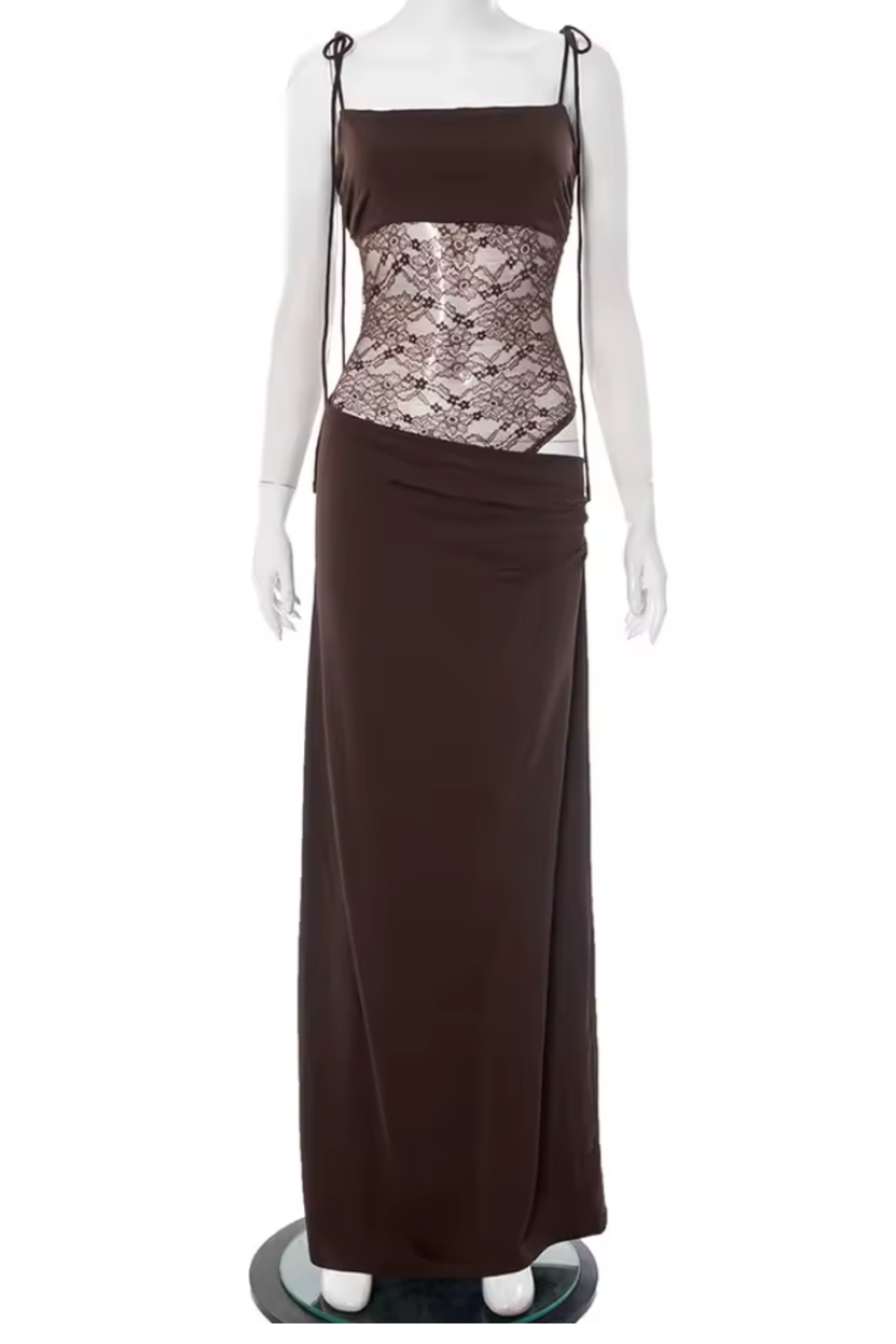 Lace Trim Flowing Maxi Dress