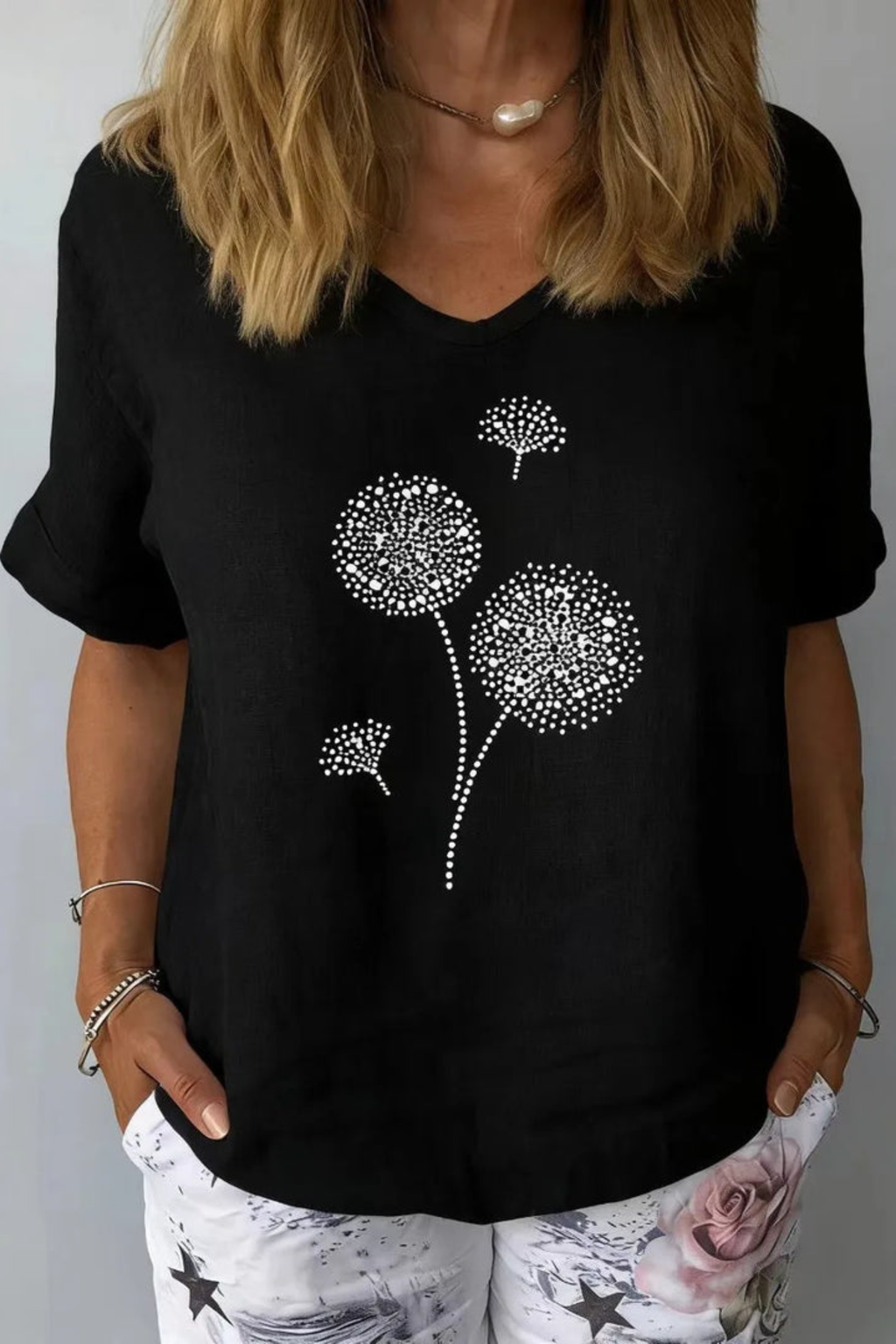 Linen Botanical Print Blouse with Lightweight Comfort