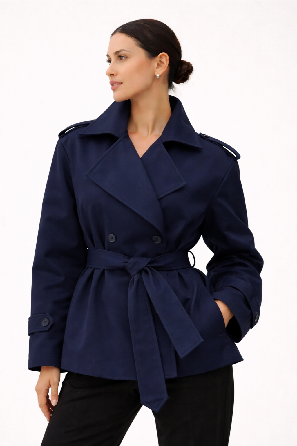 Women's Double Breasted Belted Trench Jacket