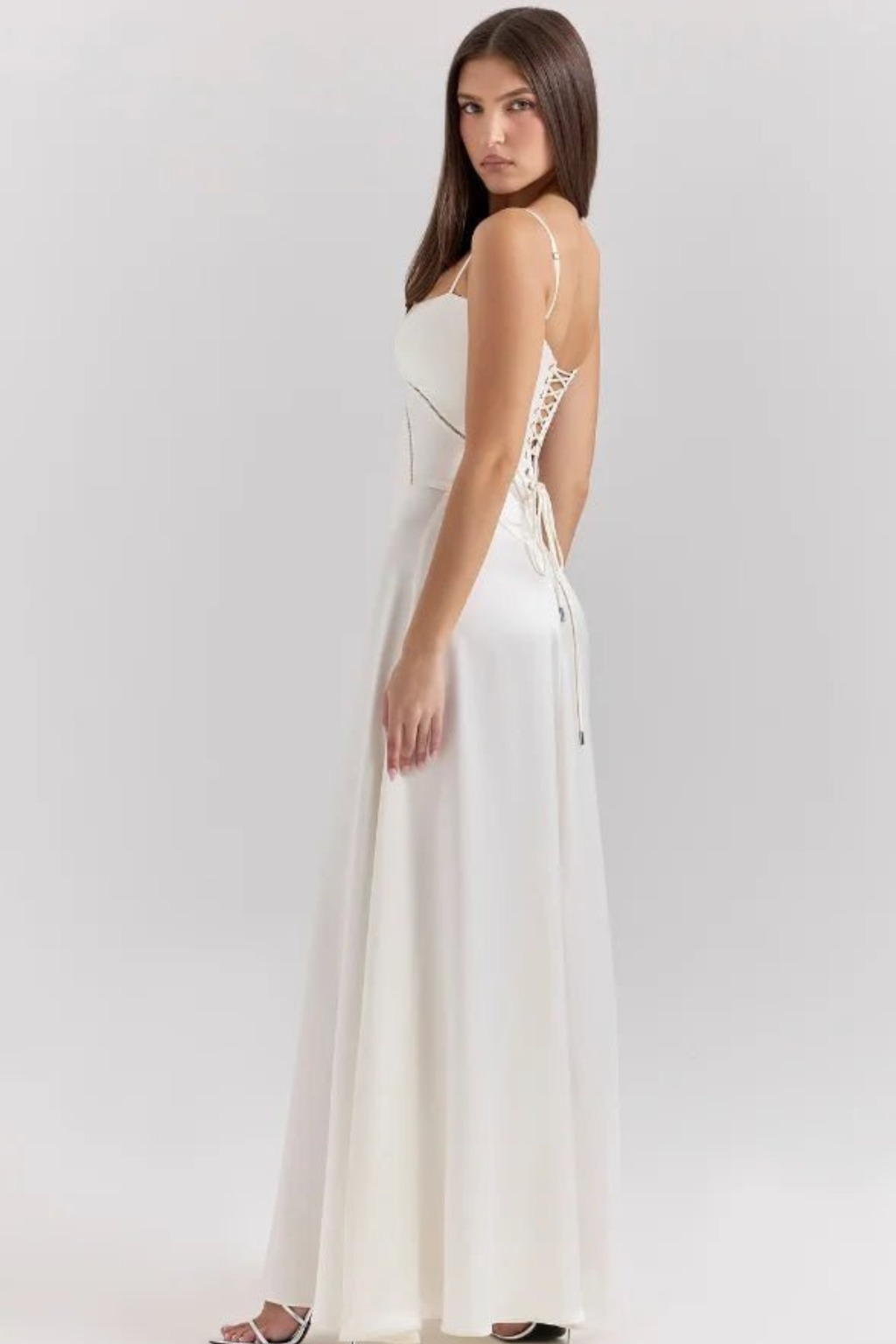Corset Style Silky Satin Maxi Dress