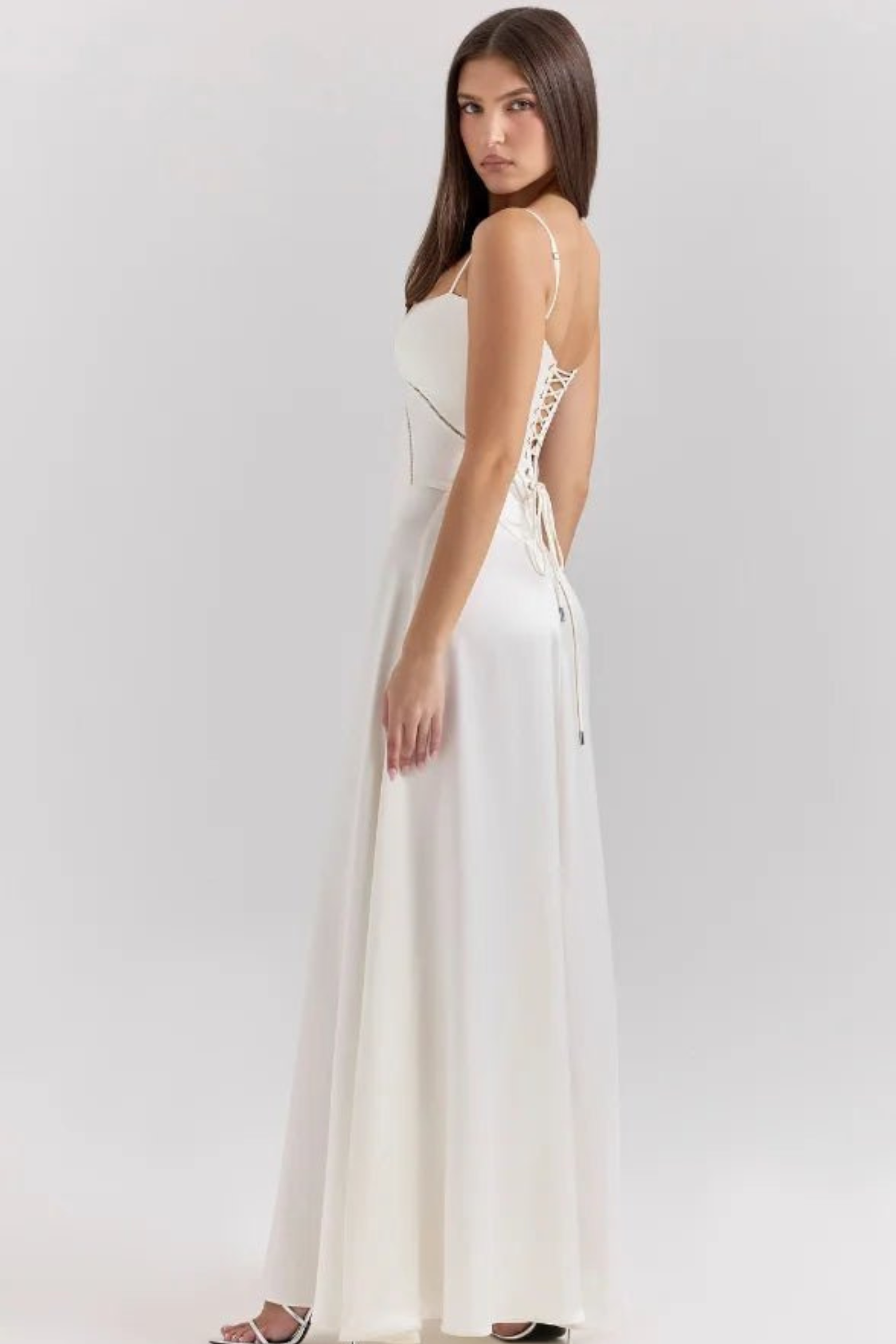 Corset Style Silky Satin Maxi Dress