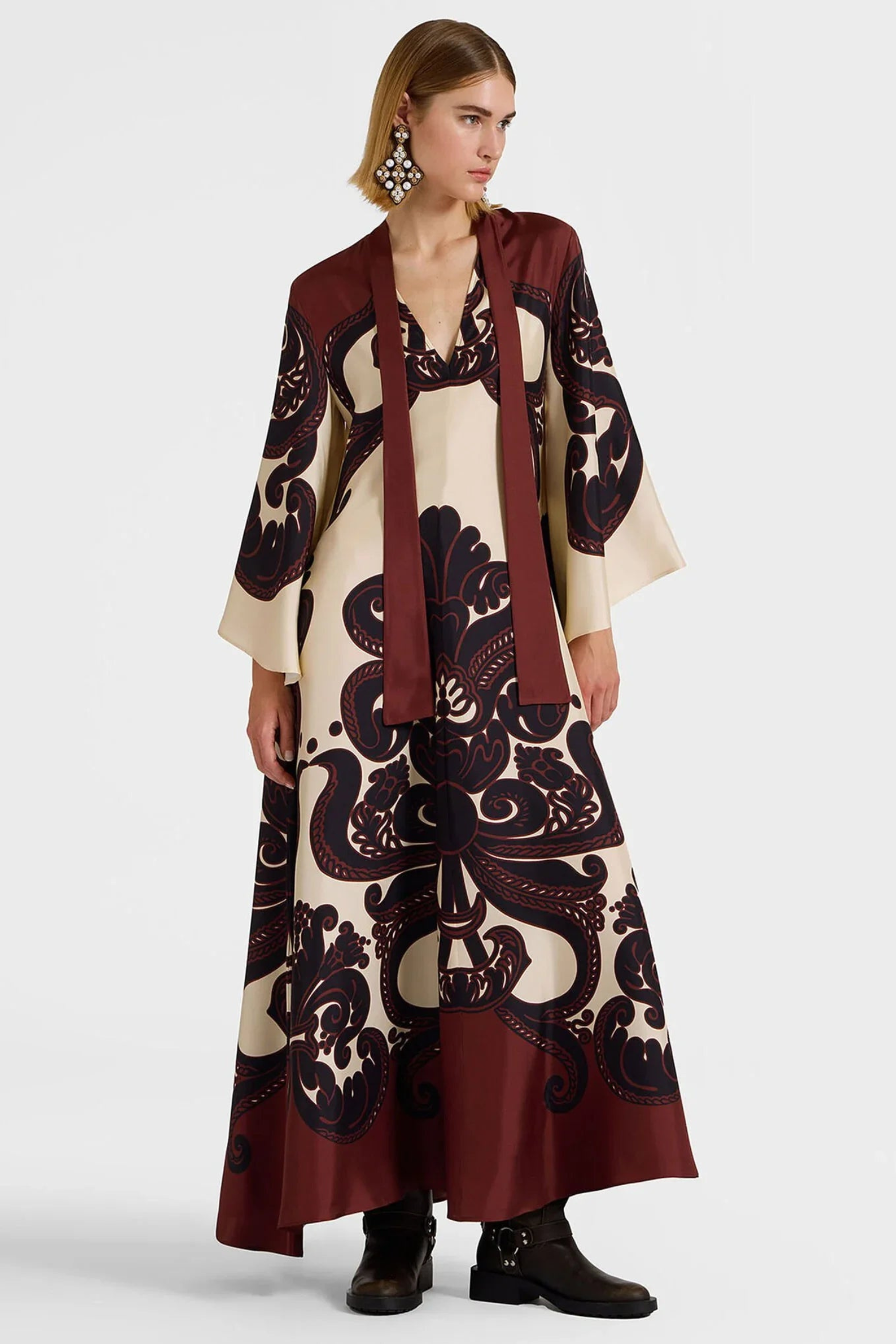 Grenadilla Print Satin Dress