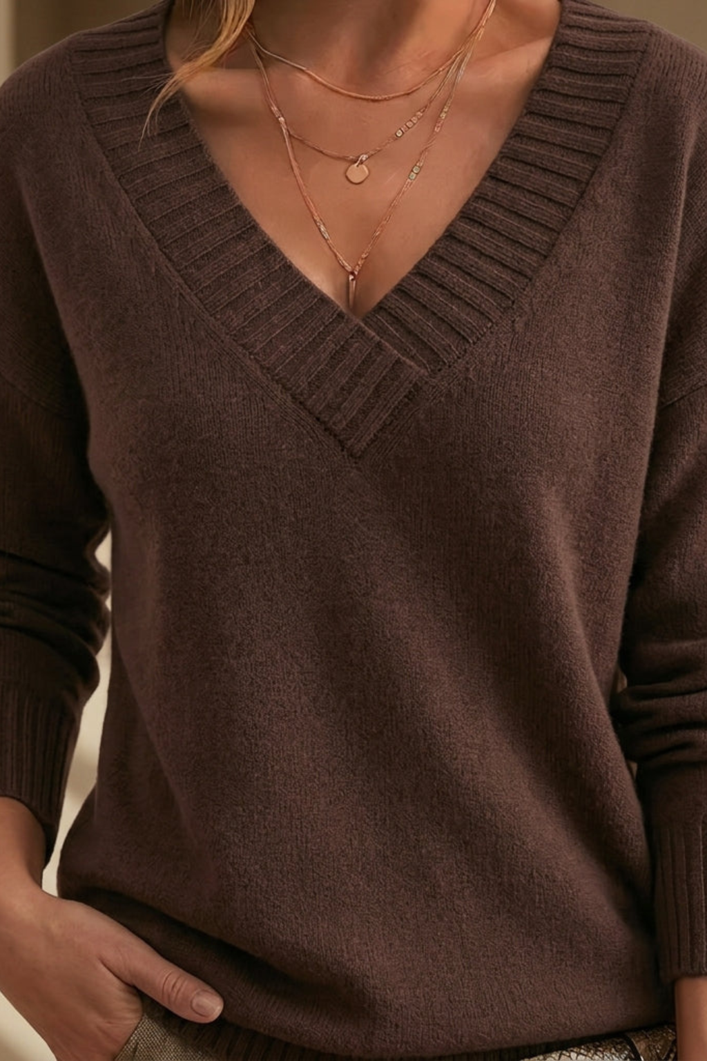 Women's Classic V Neck Knit Sweater