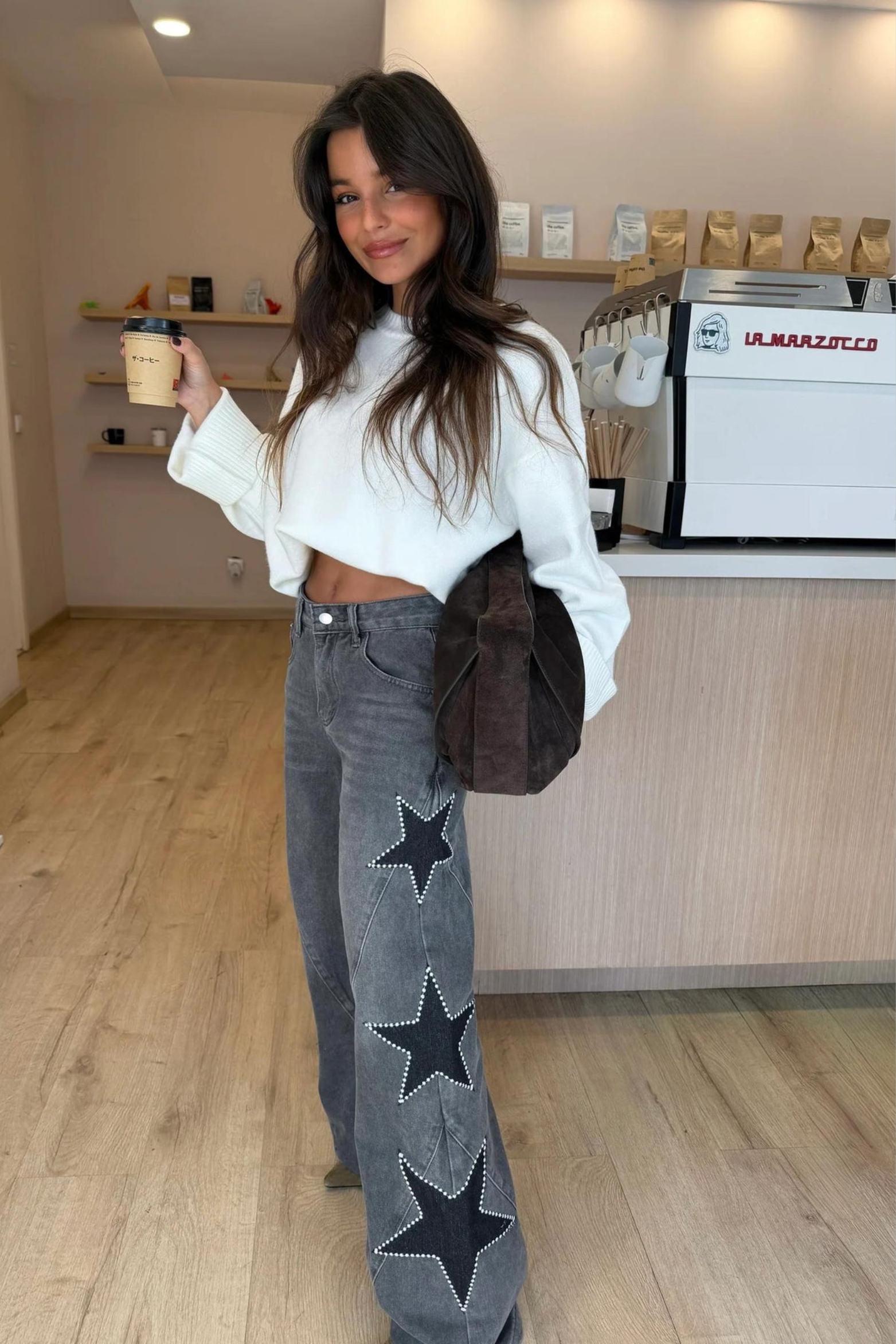 Women Star Detail Straight Leg Jeans