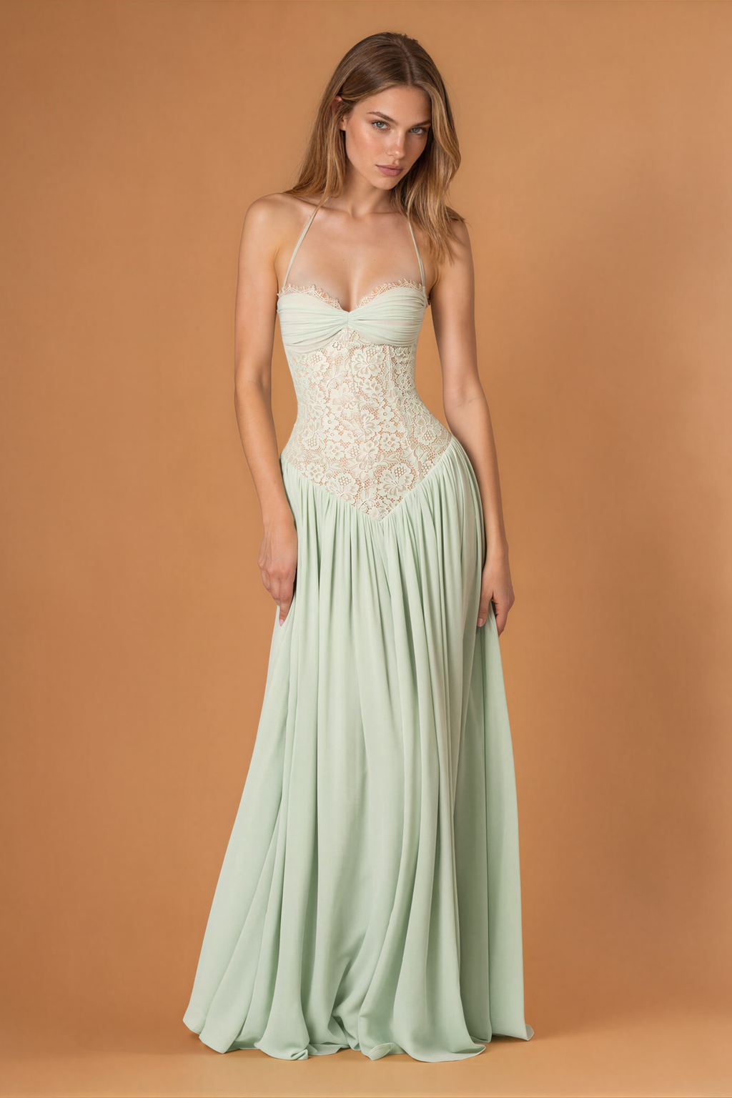 Women's Corset Lace Detail Maxi Dress