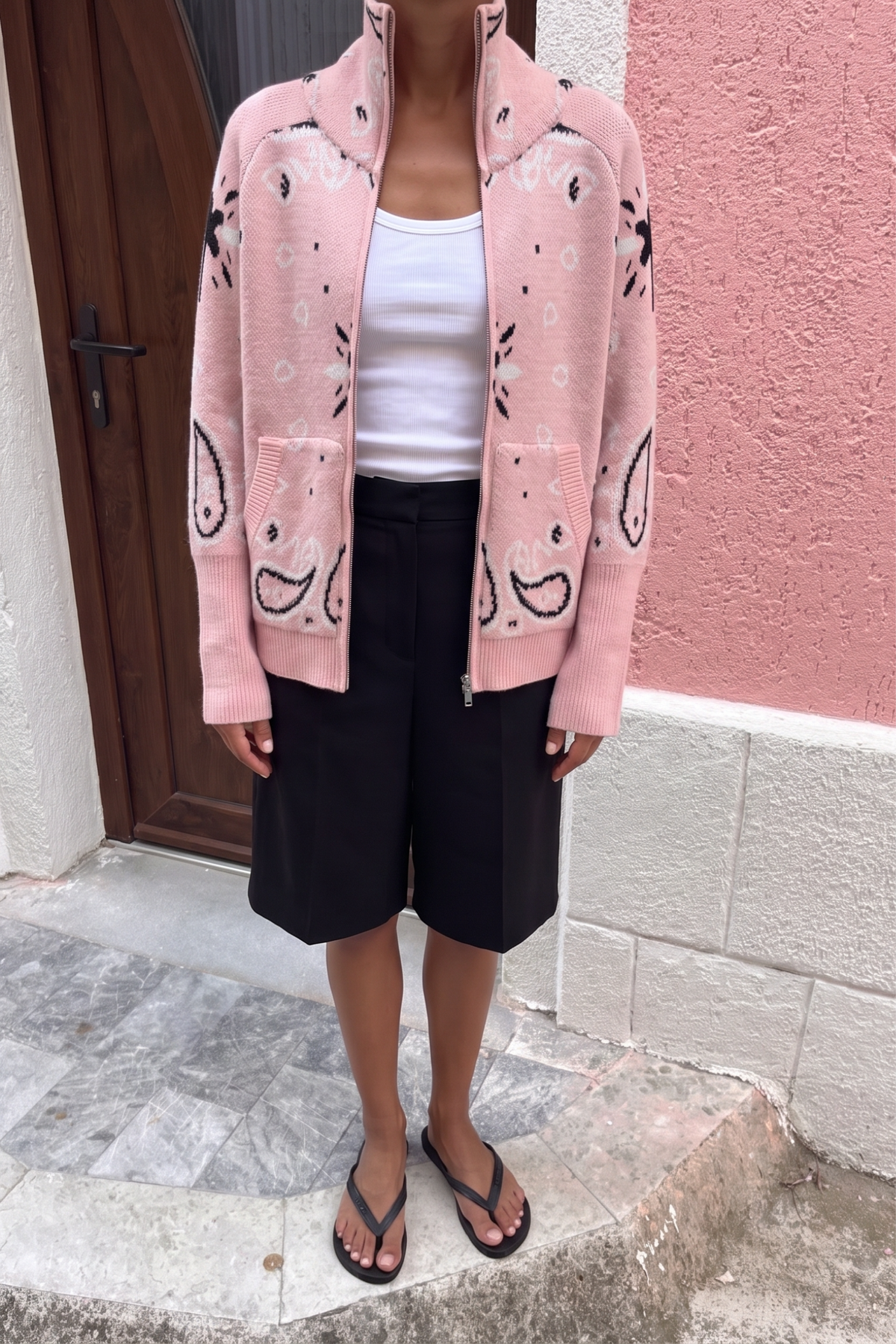 Women's Bandana Print Knit Cardigan