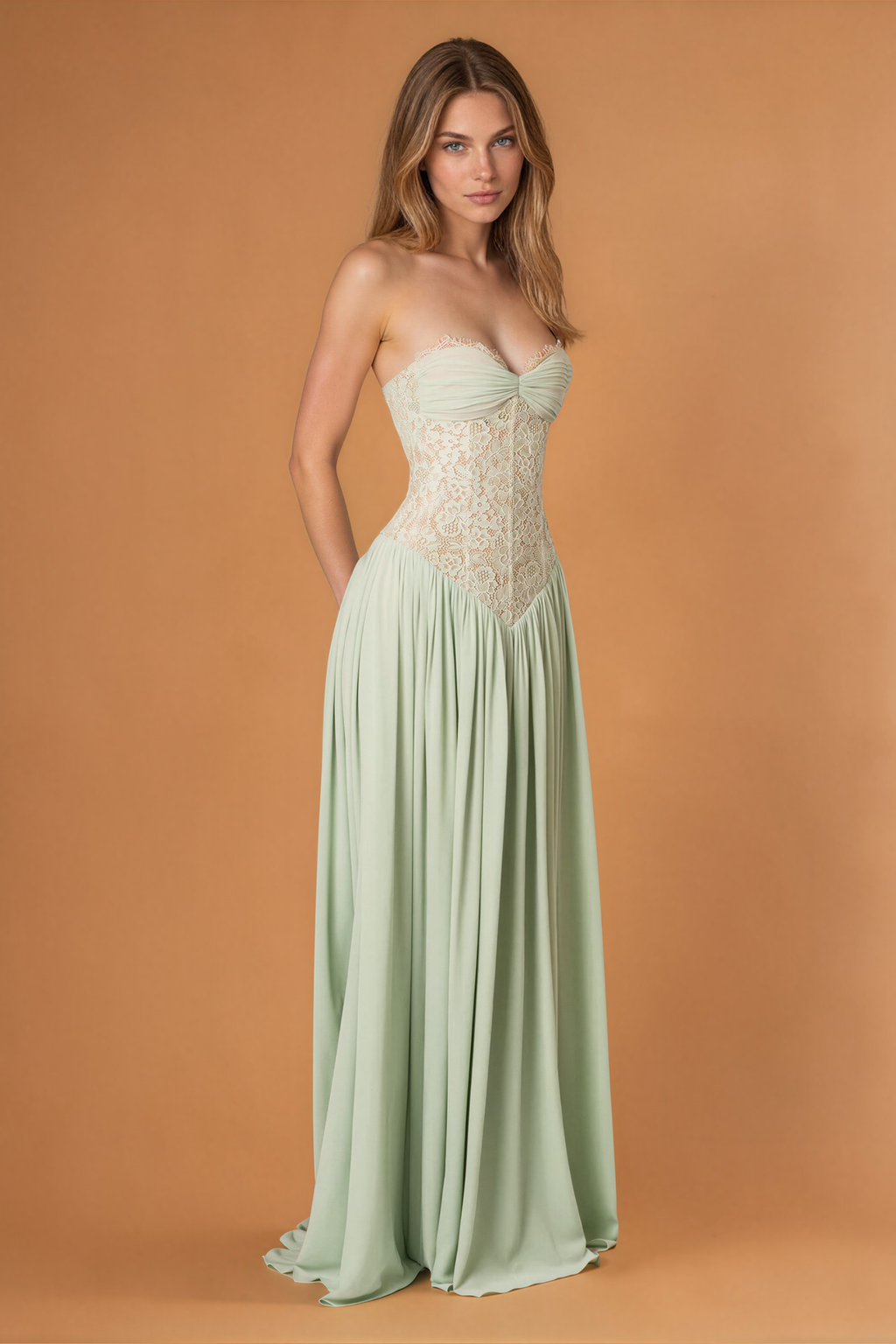 Women's Corset Lace Detail Maxi Dress