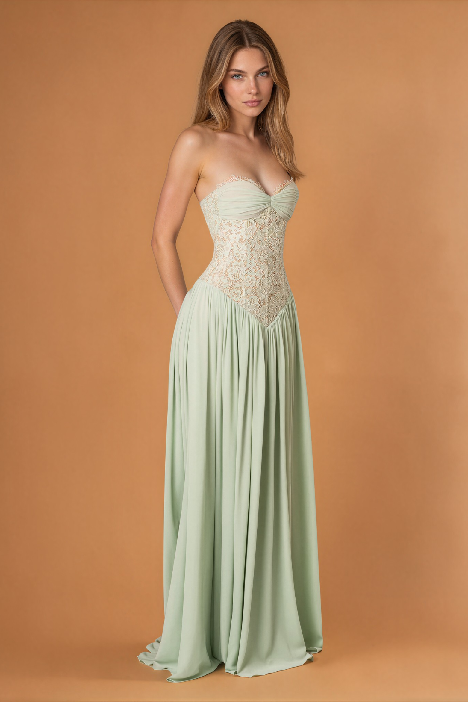 Women's Corset Lace Detail Maxi Dress