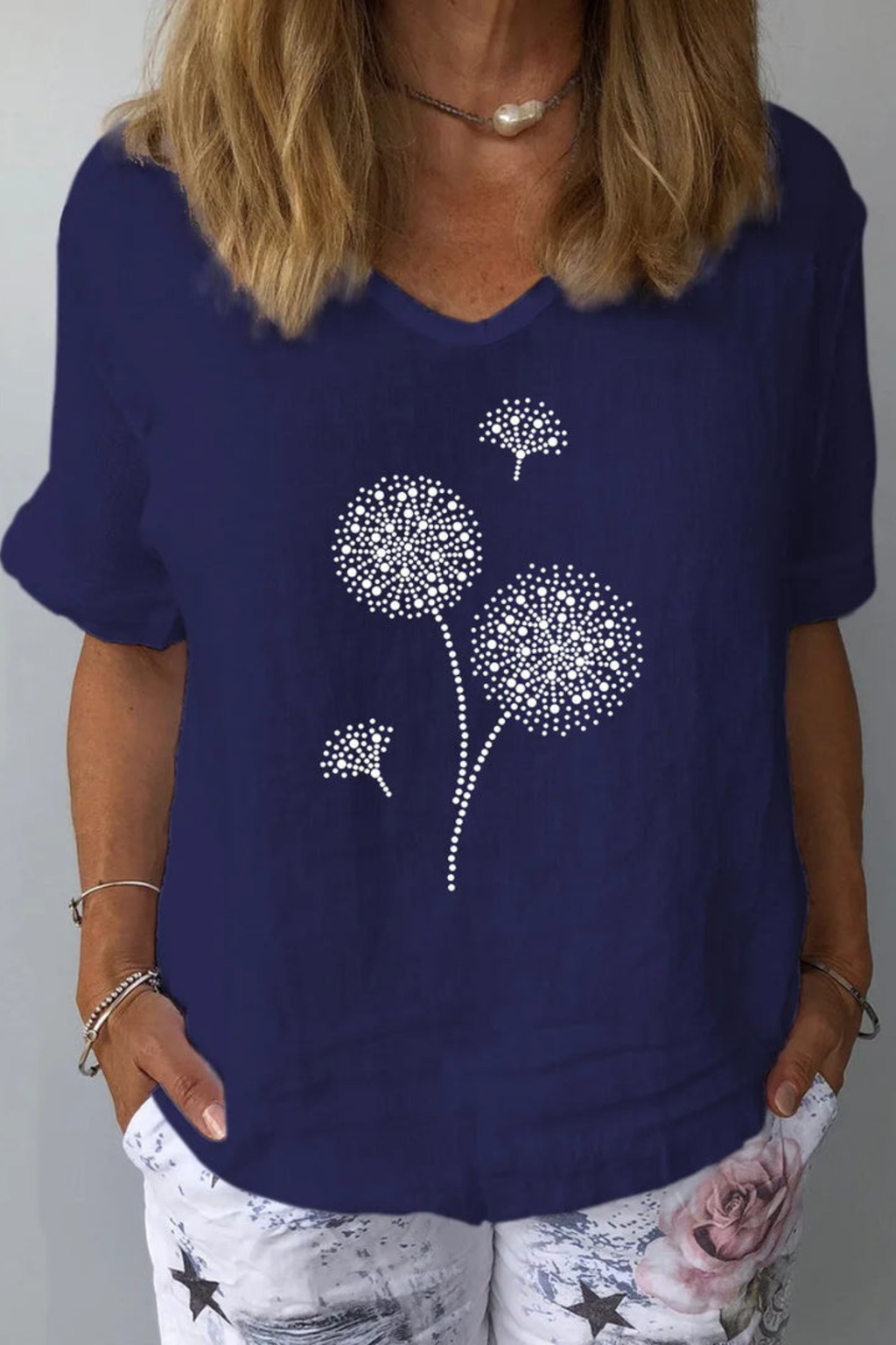 Linen Botanical Print Blouse with Lightweight Comfort