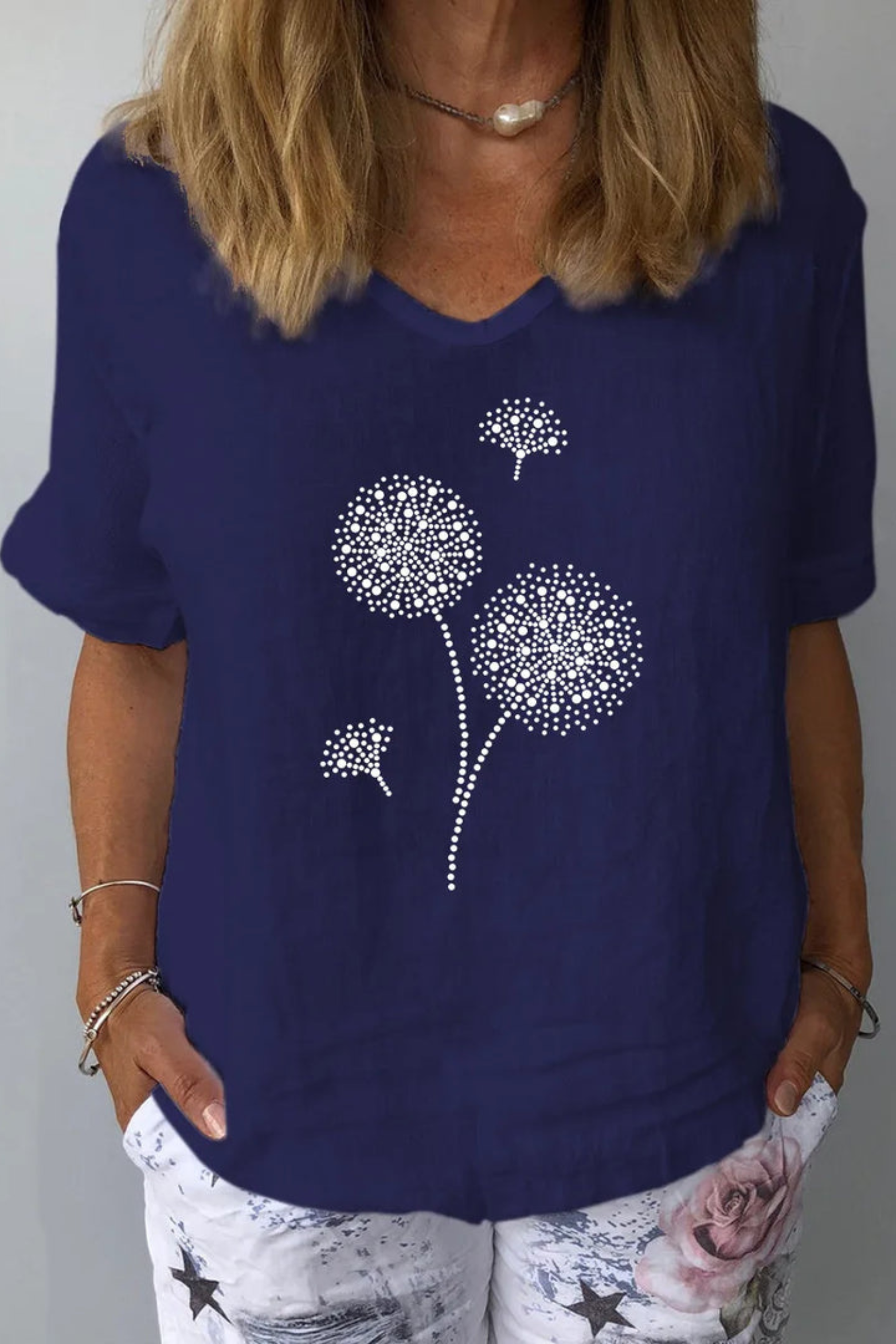 Linen Botanical Print Blouse with Lightweight Comfort