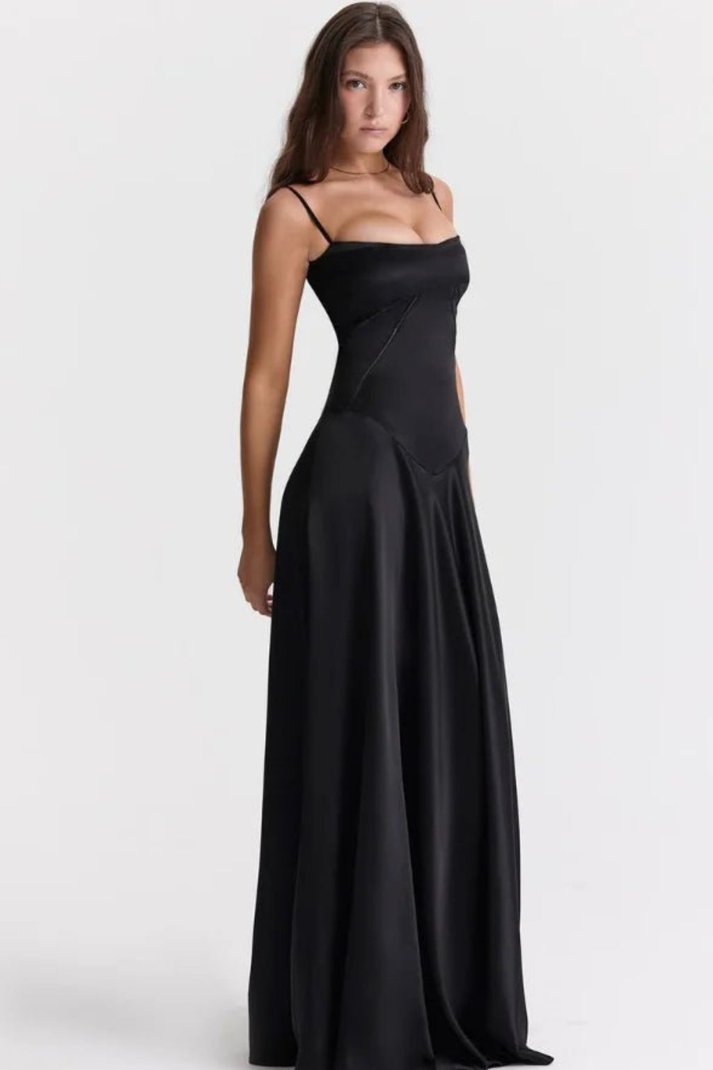 Corset Style Silky Satin Maxi Dress