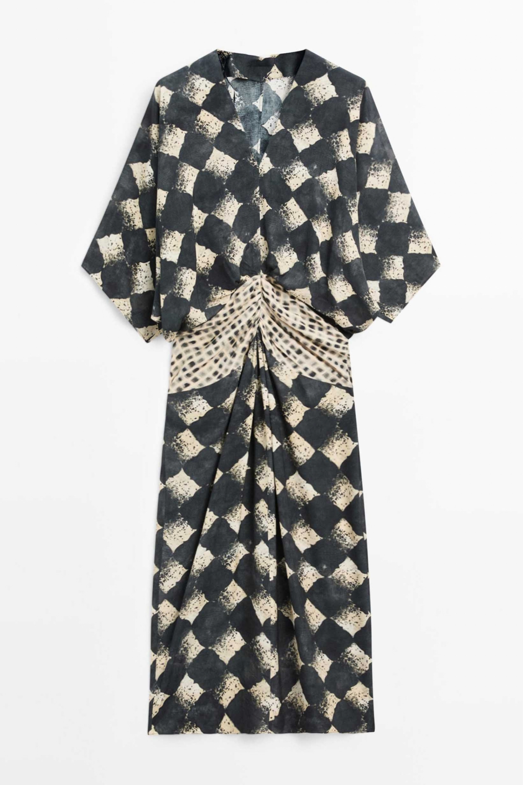 Abstract Plaid Flowing Maxi Dress