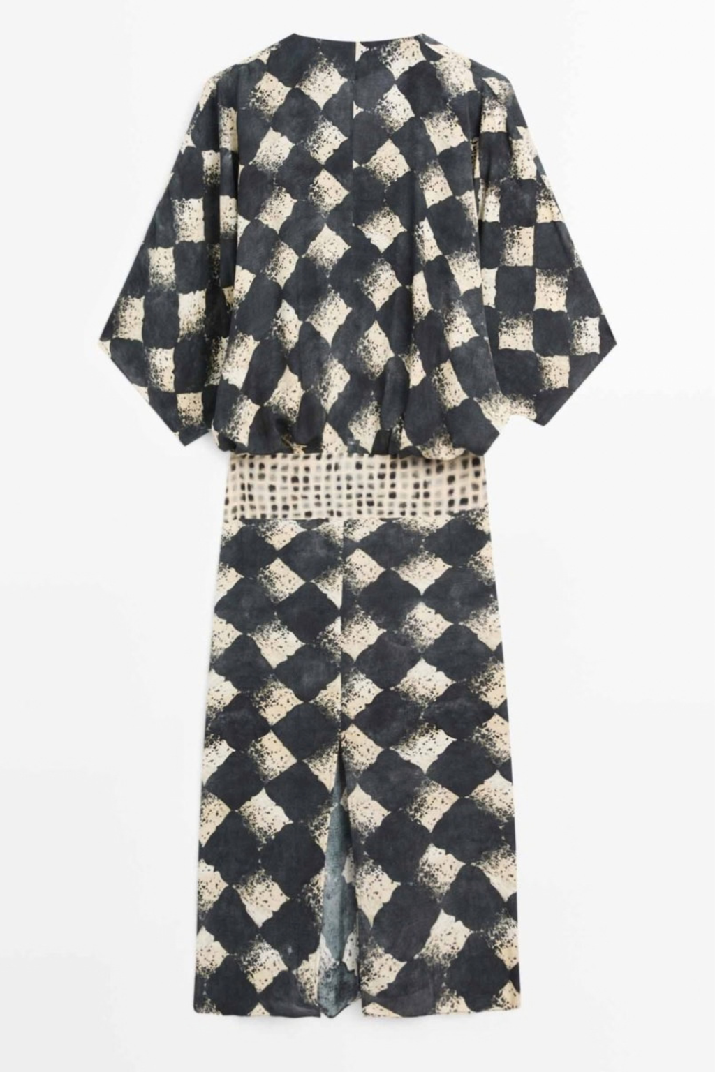 Abstract Plaid Flowing Maxi Dress