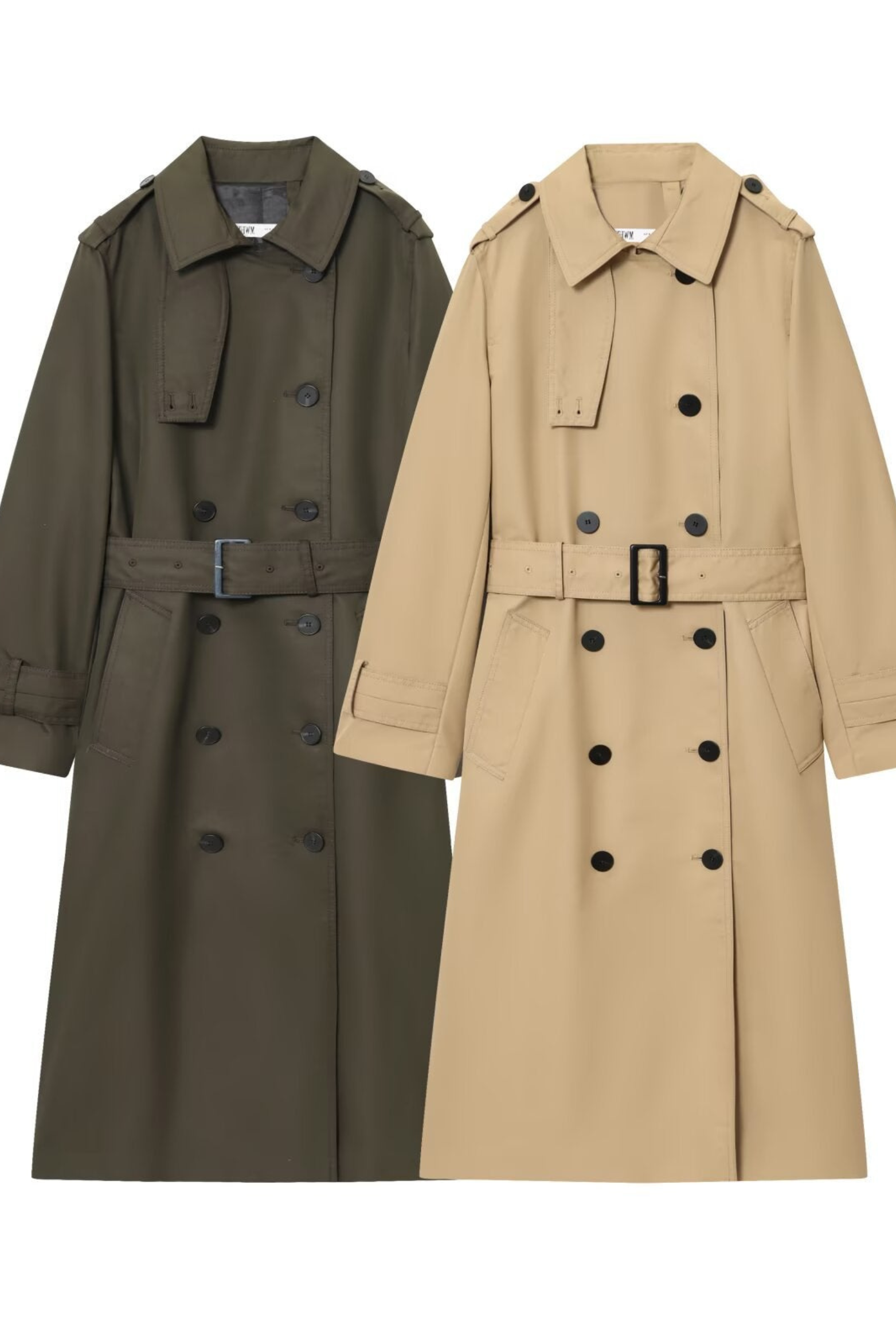 Women's Long Belted Double Breasted Trench