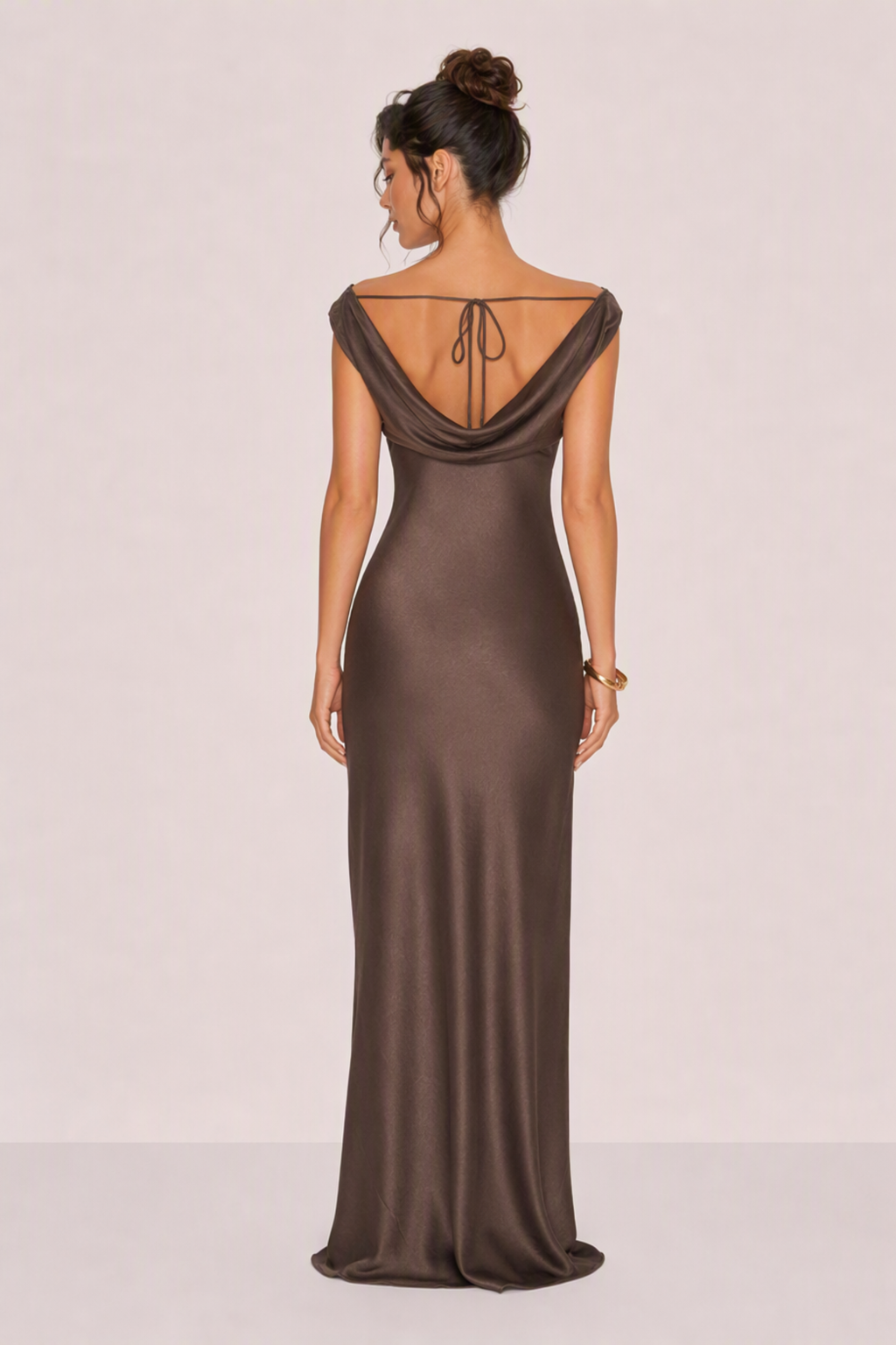 Anastasia Cowl Neck Satin Maxi Dress