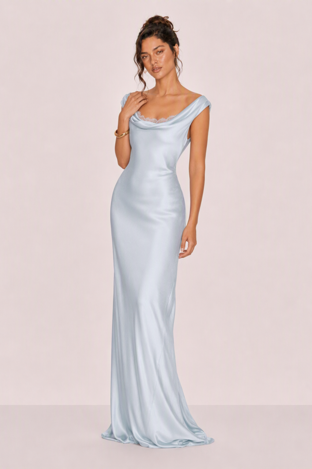Anastasia Cowl Neck Satin Maxi Dress