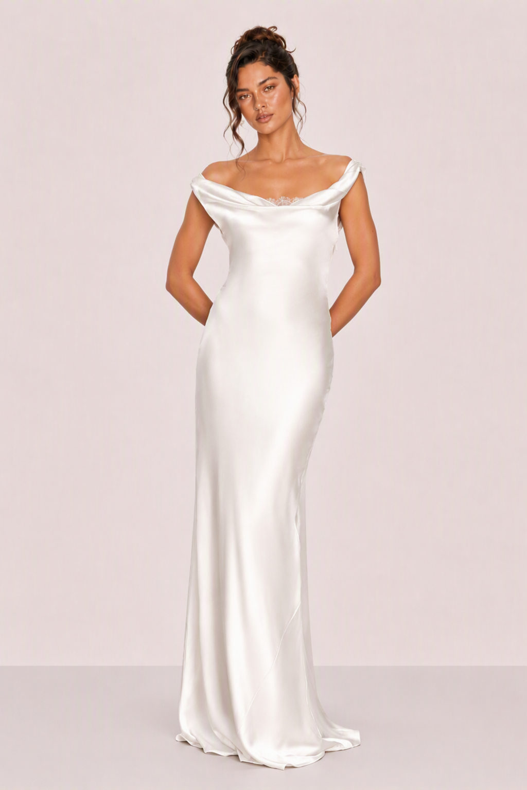 Anastasia Cowl Neck Satin Maxi Dress