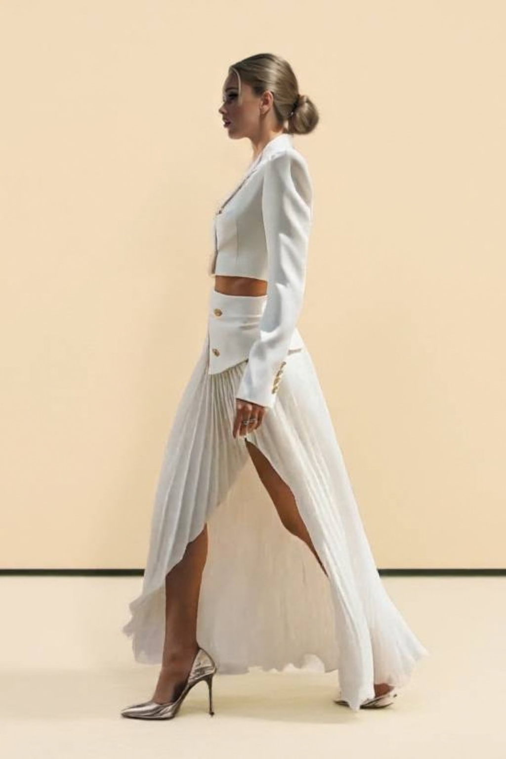 Blazer Top Pleated Skirt Set