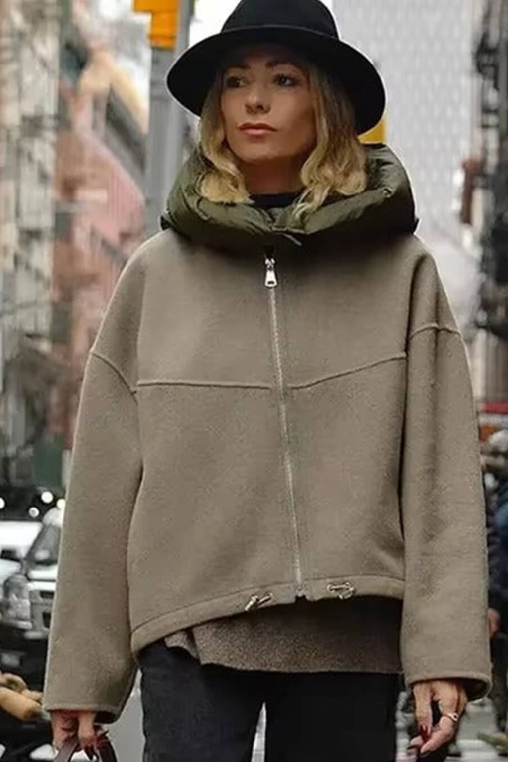 Women's Color Block Hooded Bomber Jacket