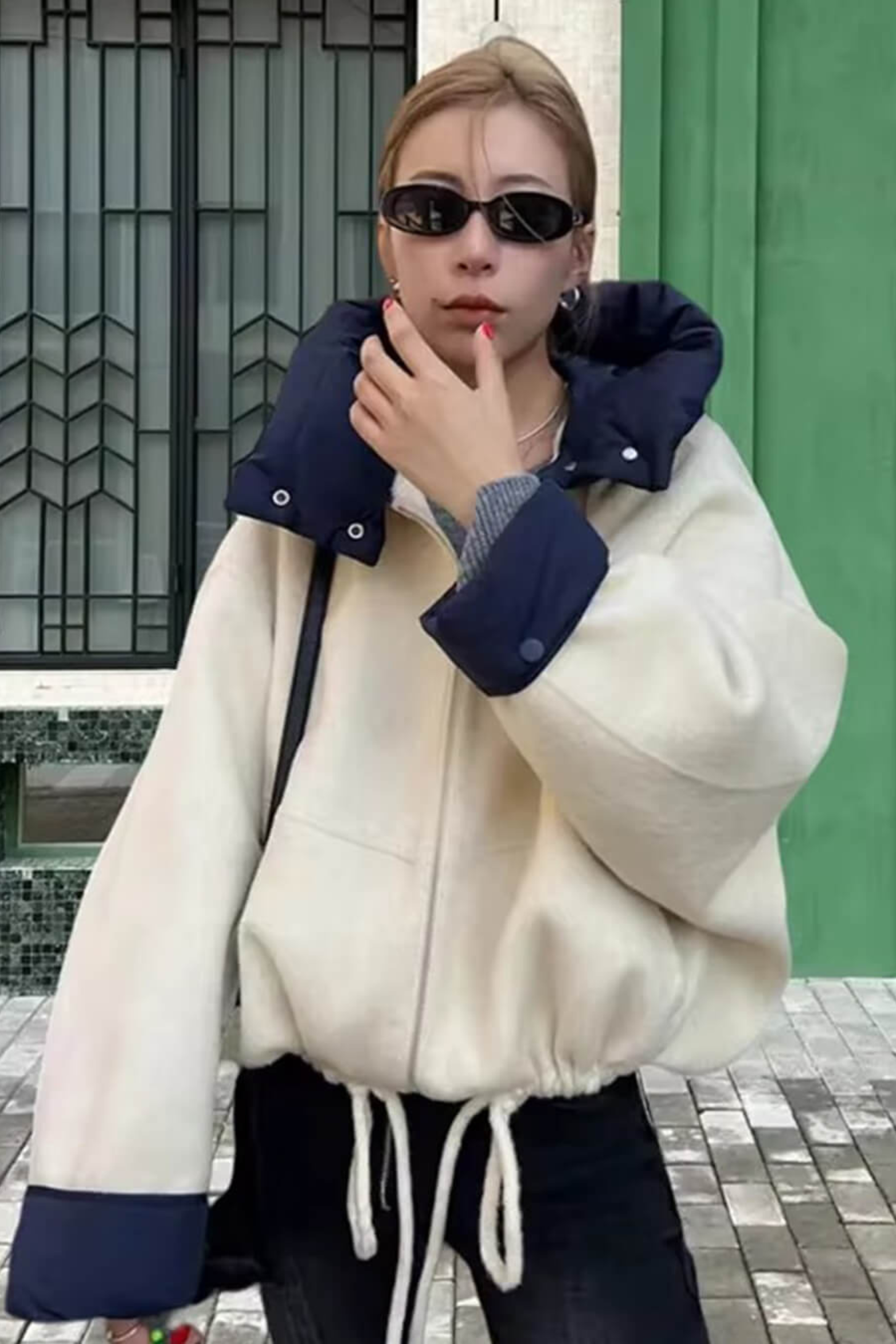 Women's Color Block Hooded Bomber Jacket