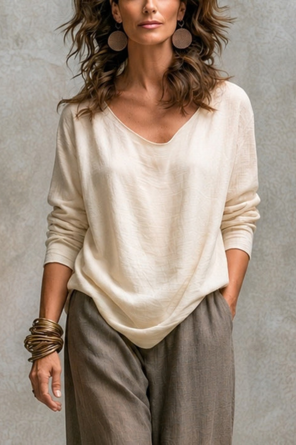 Cowl Neck Draped Jacket Three Piece Set