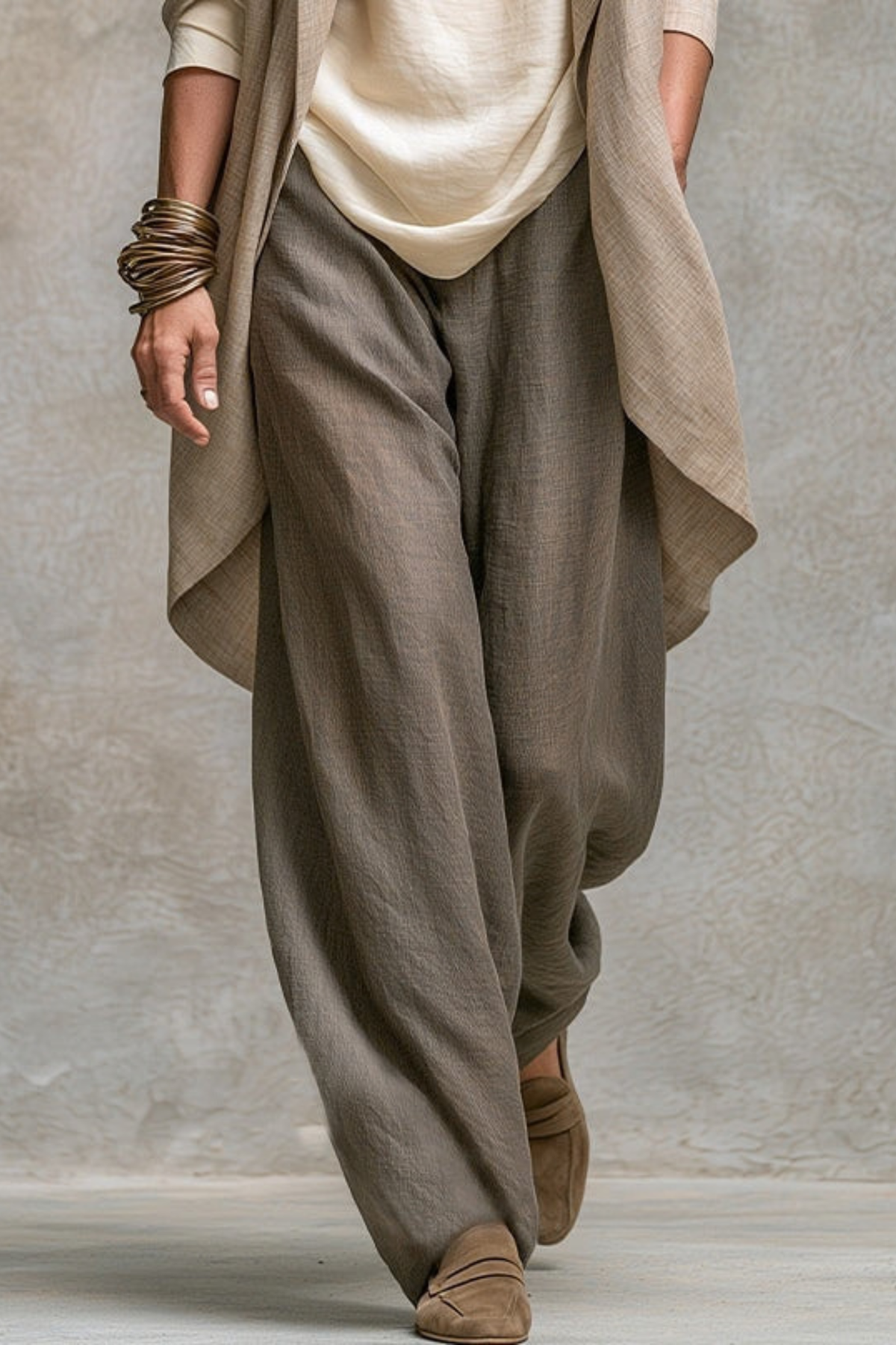 Cowl Neck Draped Jacket Three Piece Set