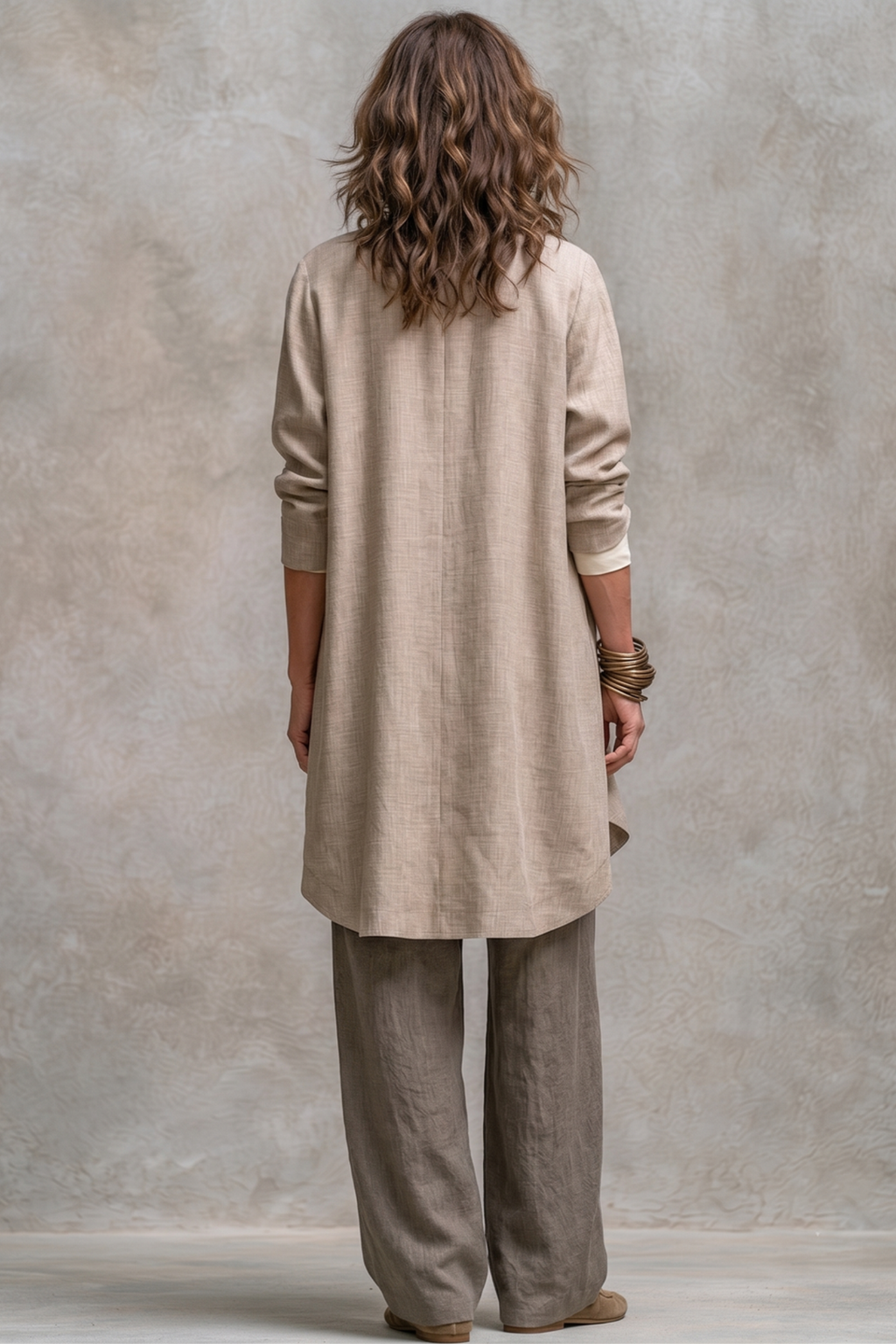Cowl Neck Draped Jacket Three Piece Set