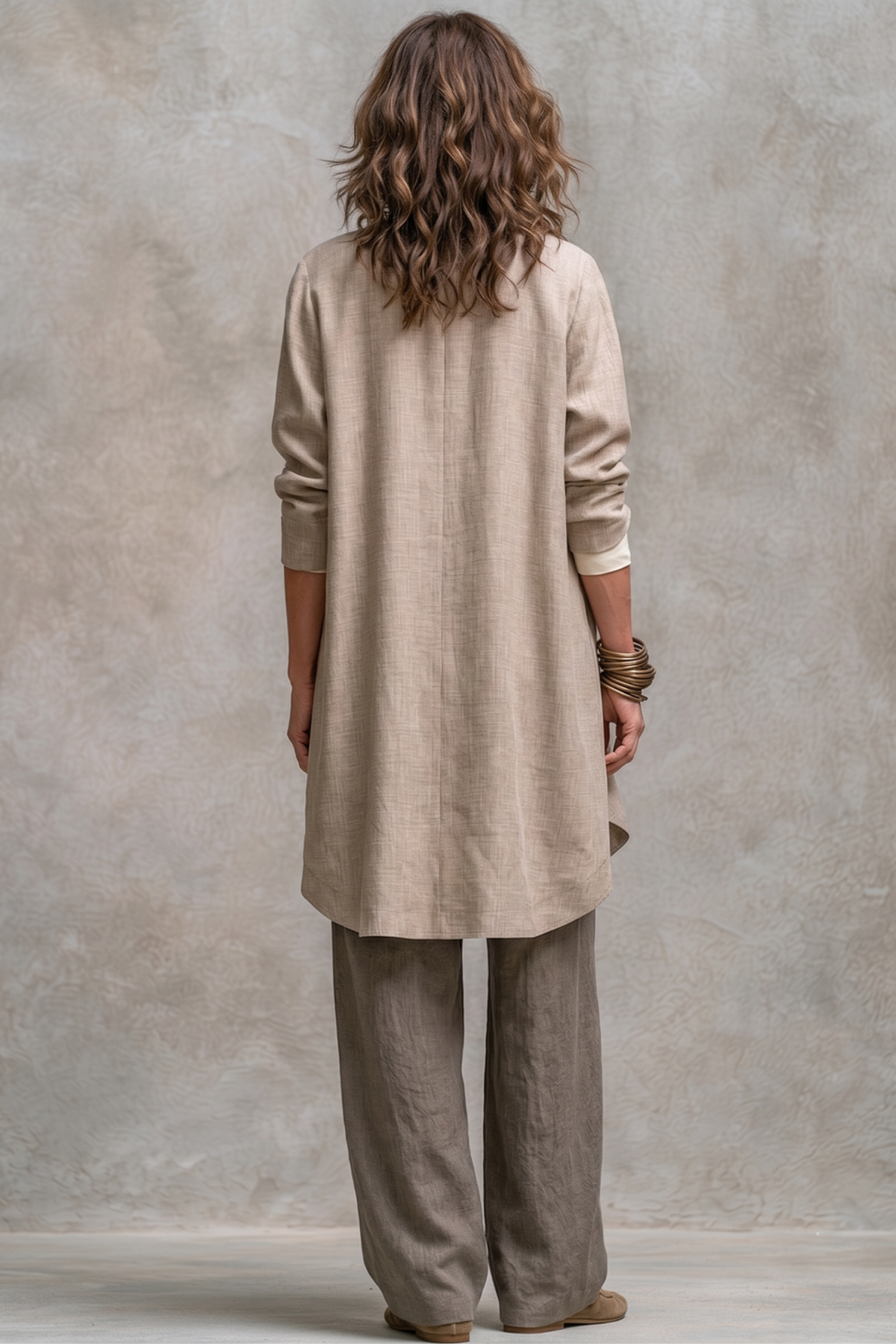 Cowl Neck Draped Jacket Three Piece Set