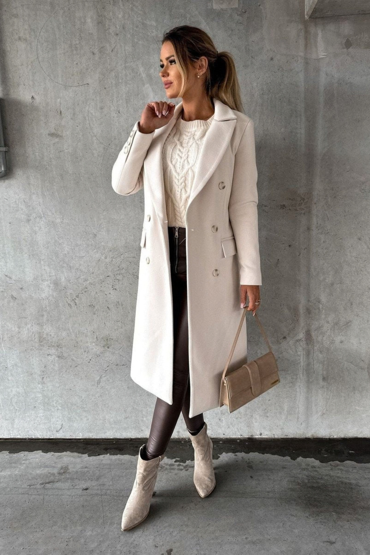 Double Breasted Midi Overcoat