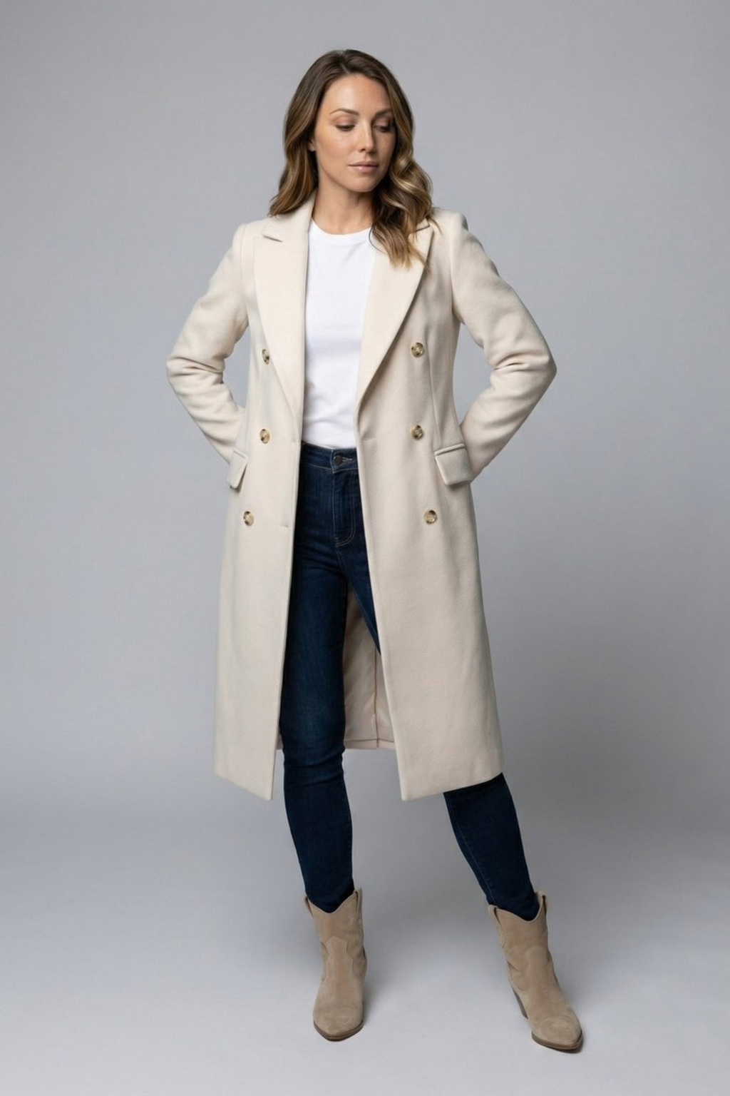 Double Breasted Midi Overcoat