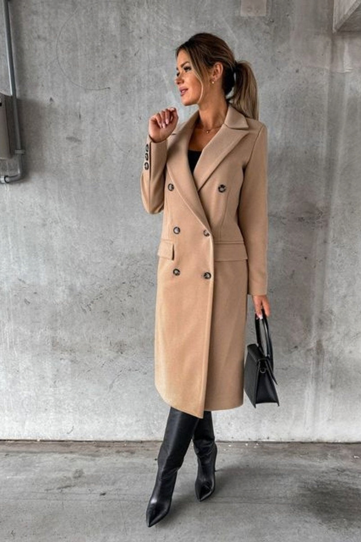 Double Breasted Midi Overcoat