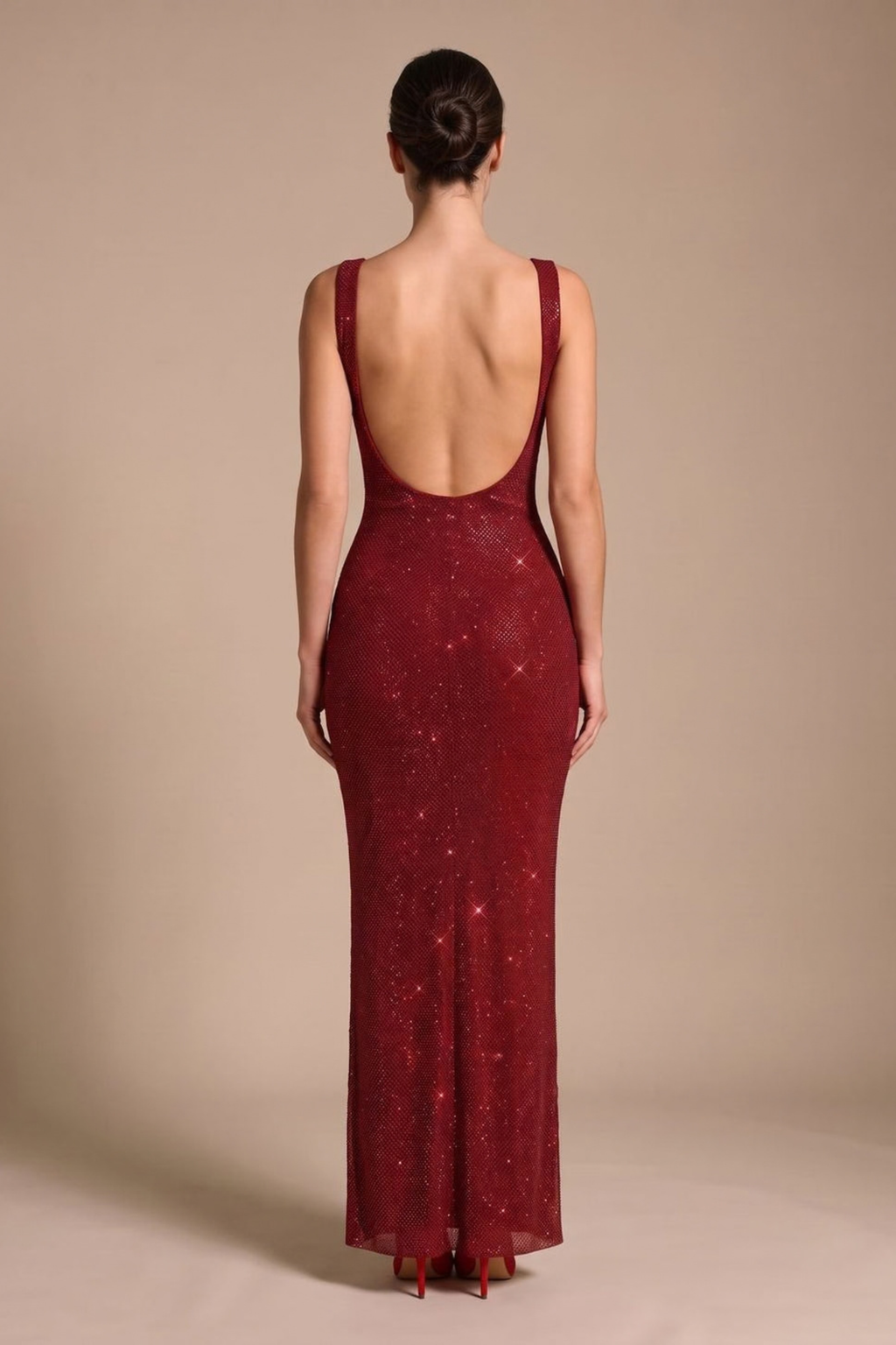 Square Neck Sequin Maxi Dress