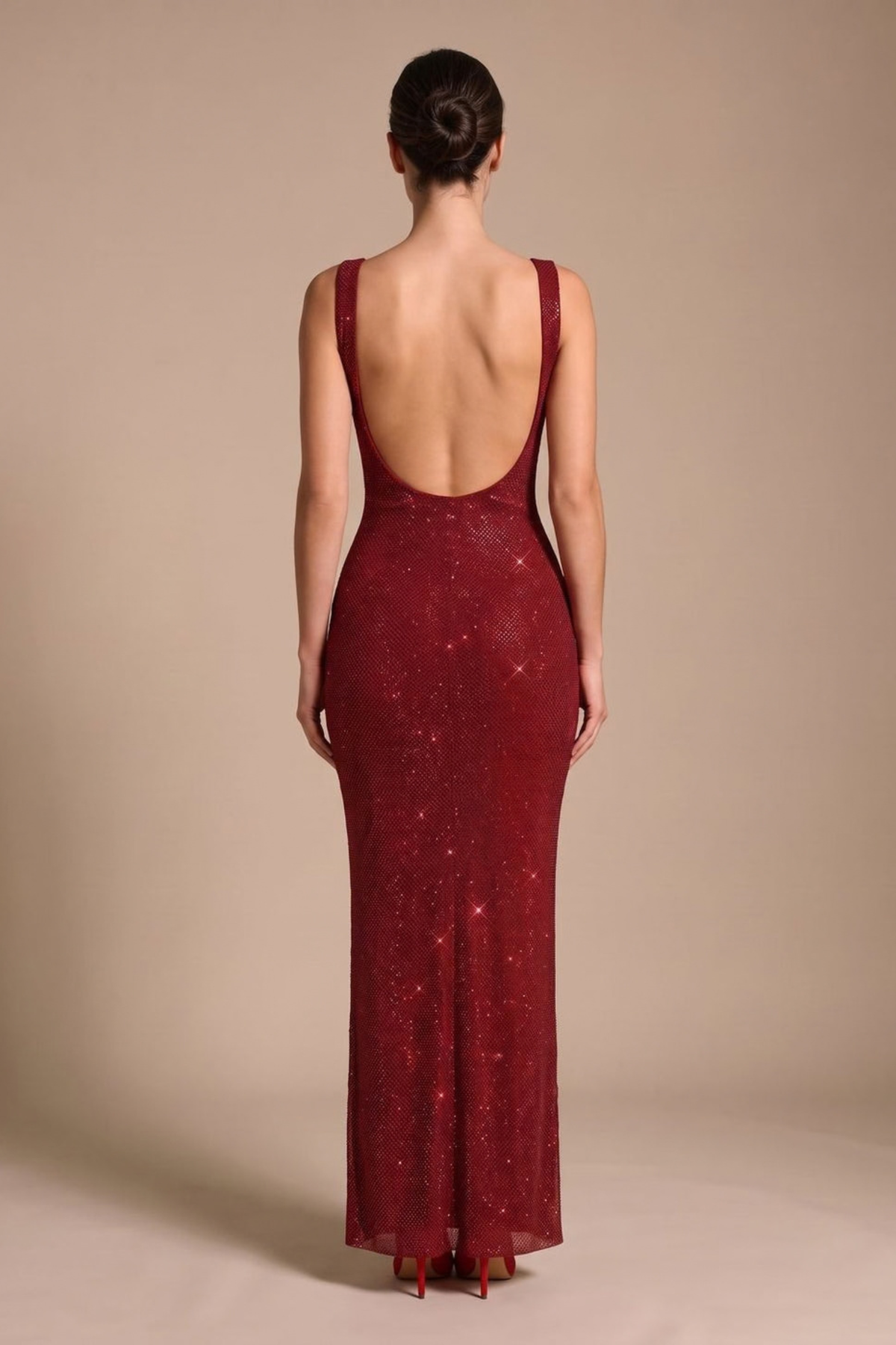 Square Neck Sequin Maxi Dress