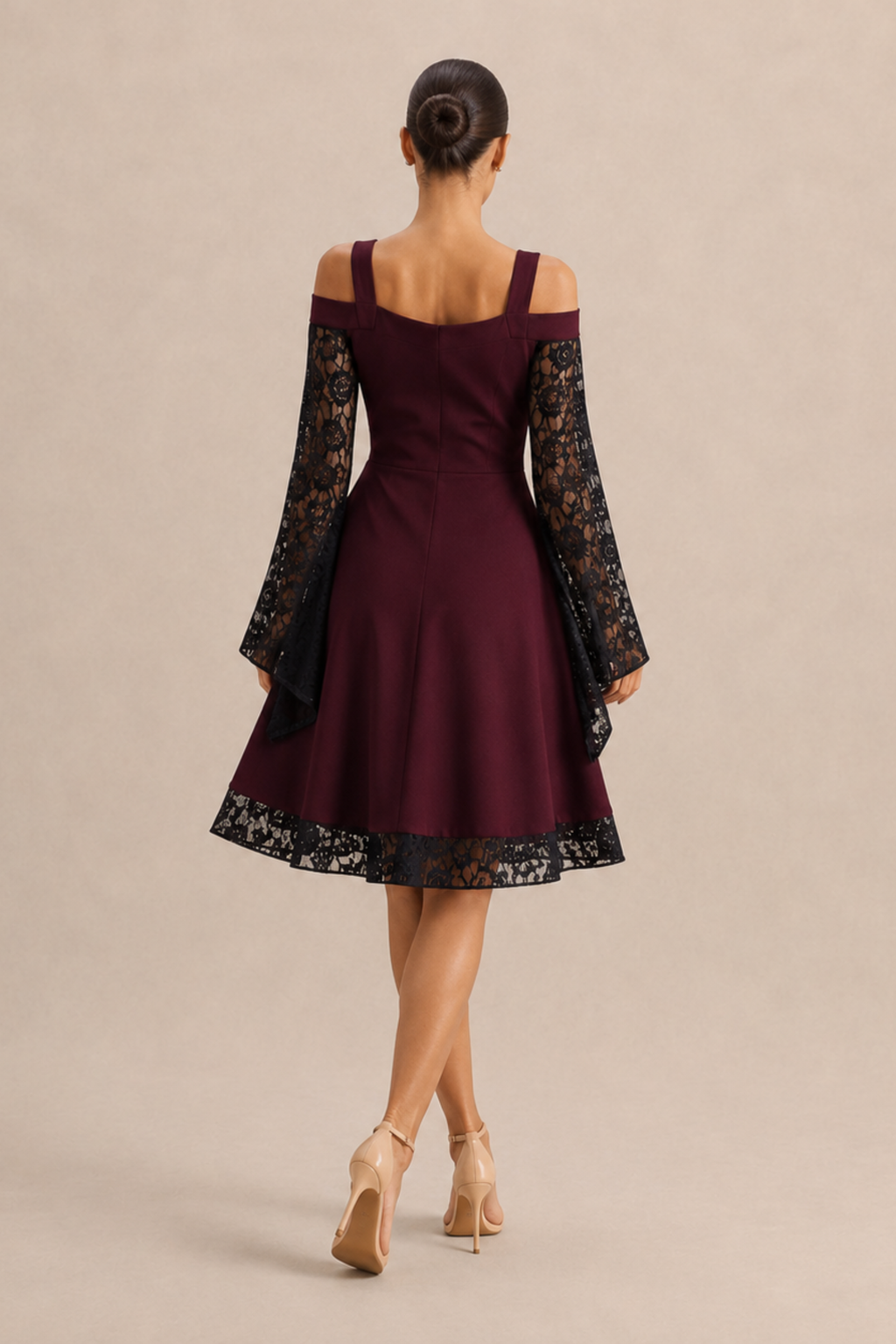 Fiore Knit Lace Up Fit and Flare Midi Dress