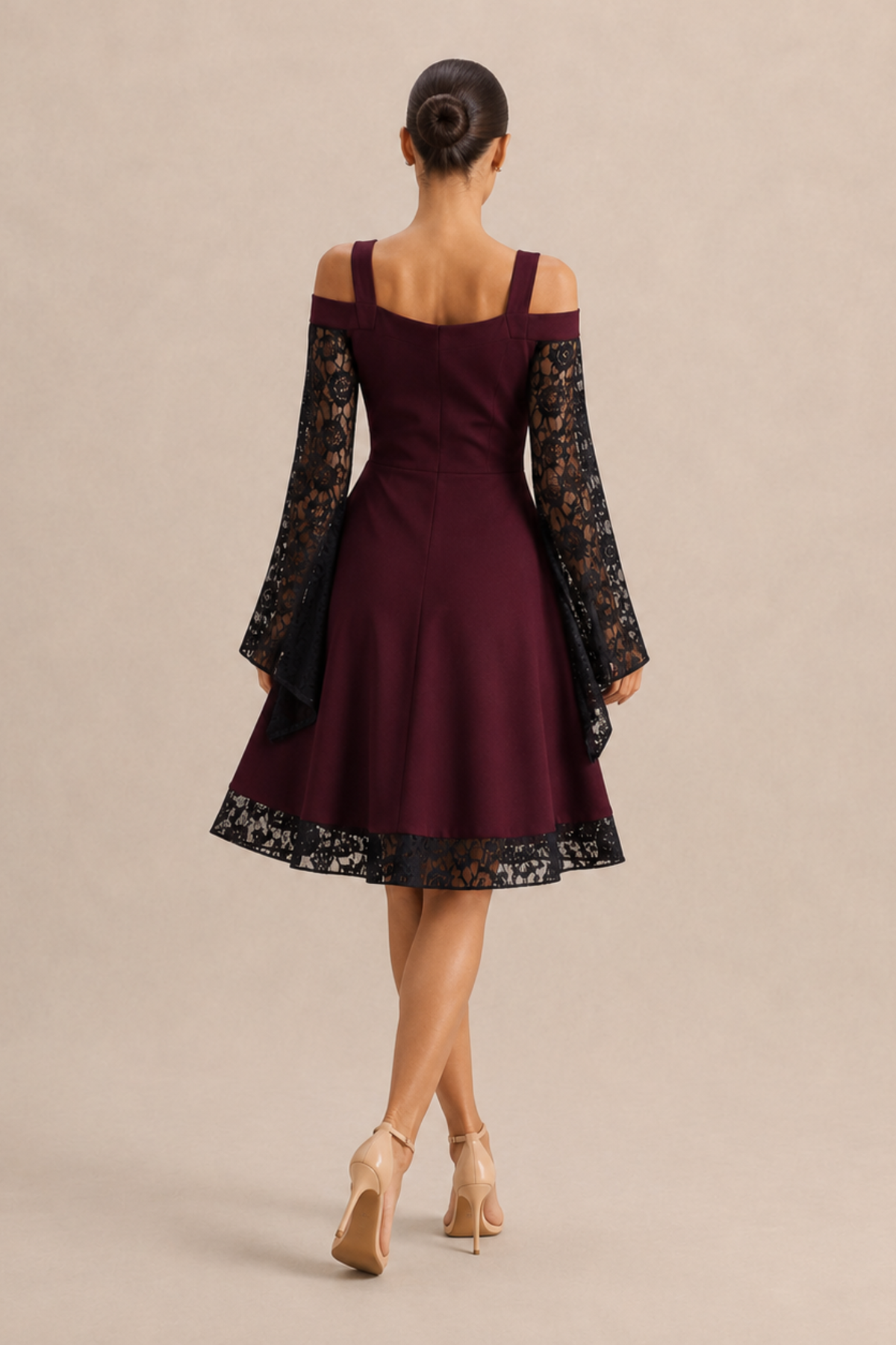 Fiore Knit Lace Up Fit and Flare Midi Dress