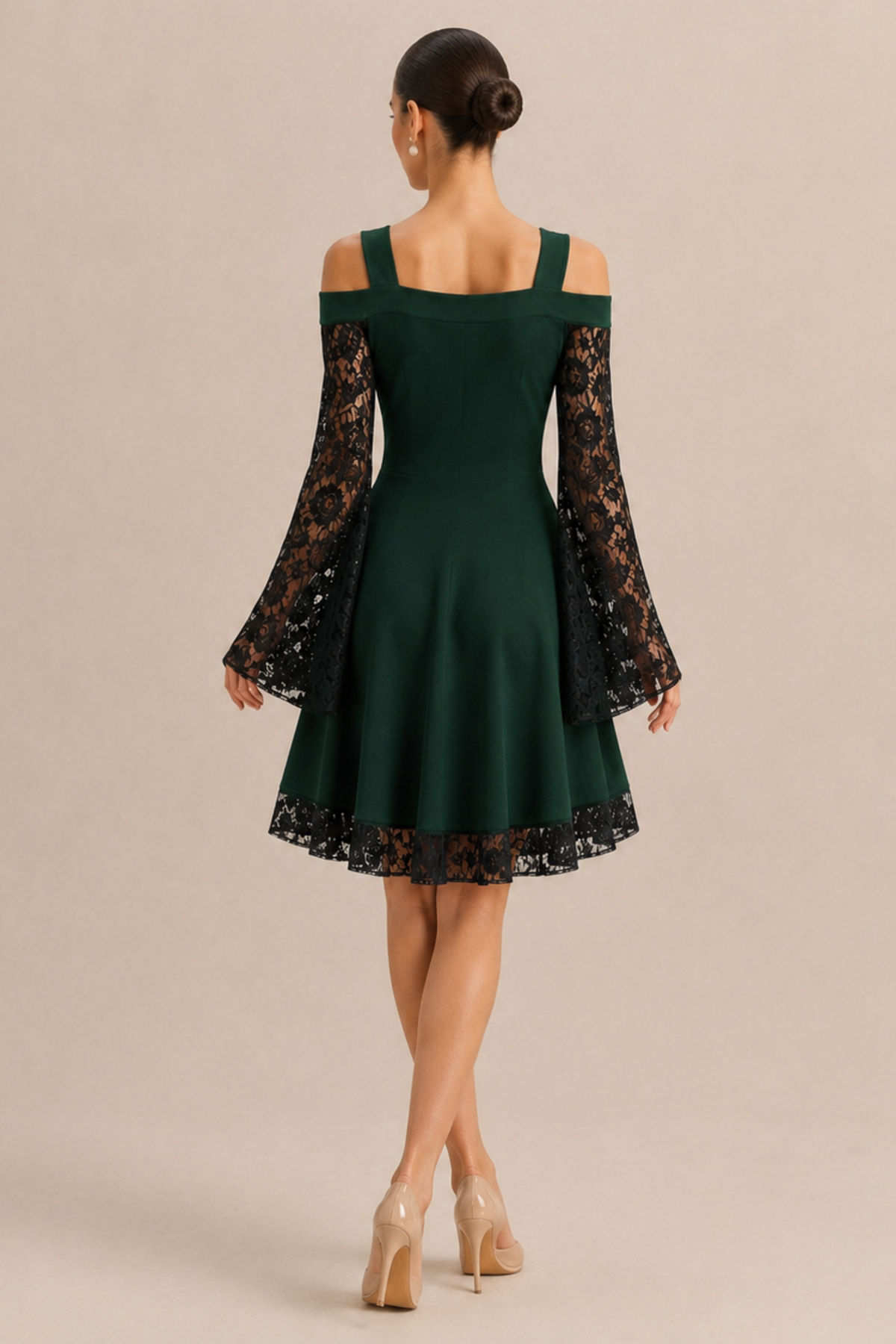 Fiore Knit Lace Up Fit and Flare Midi Dress