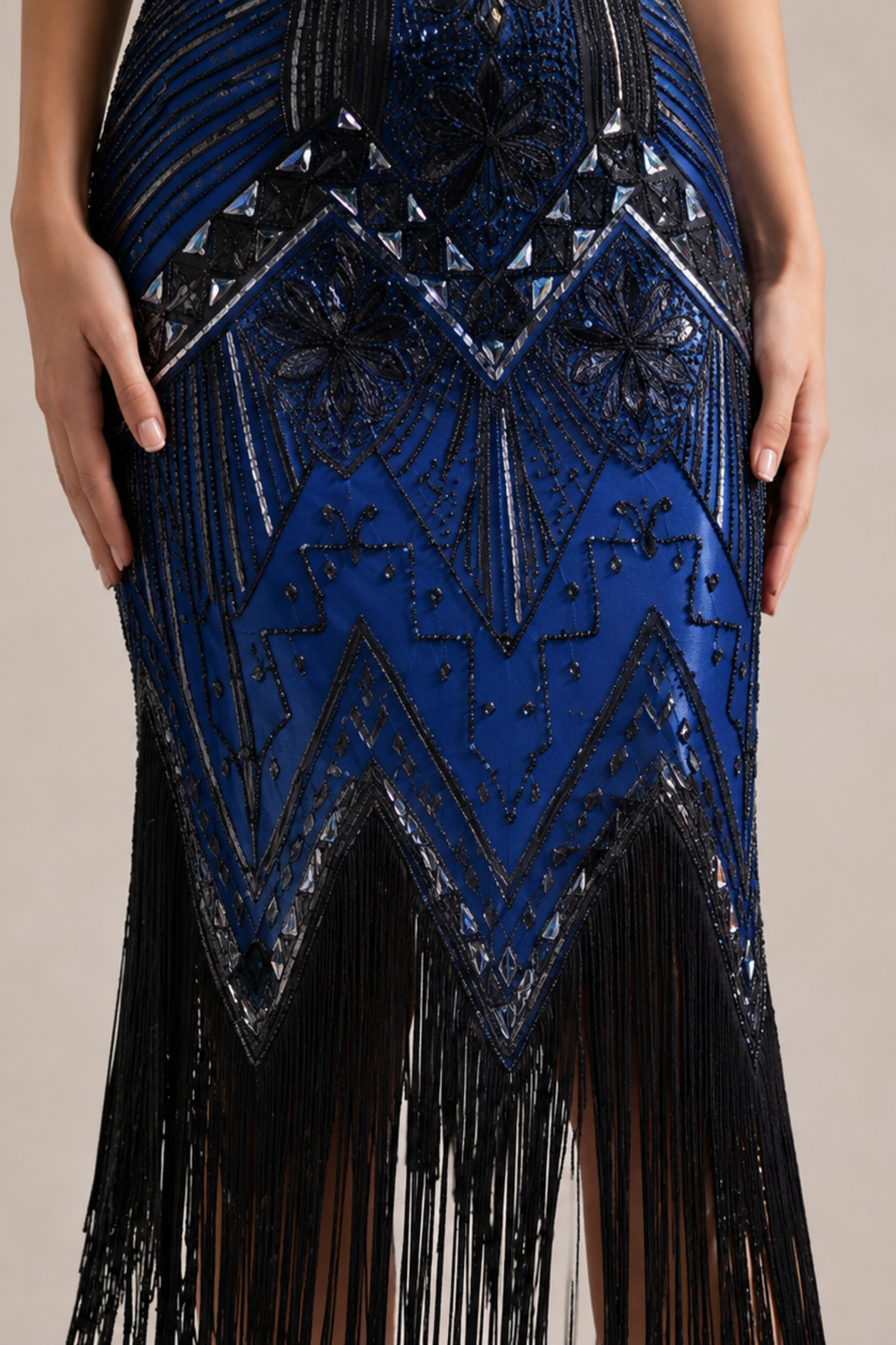 Wine Red Sequin Fringe Midi Dress