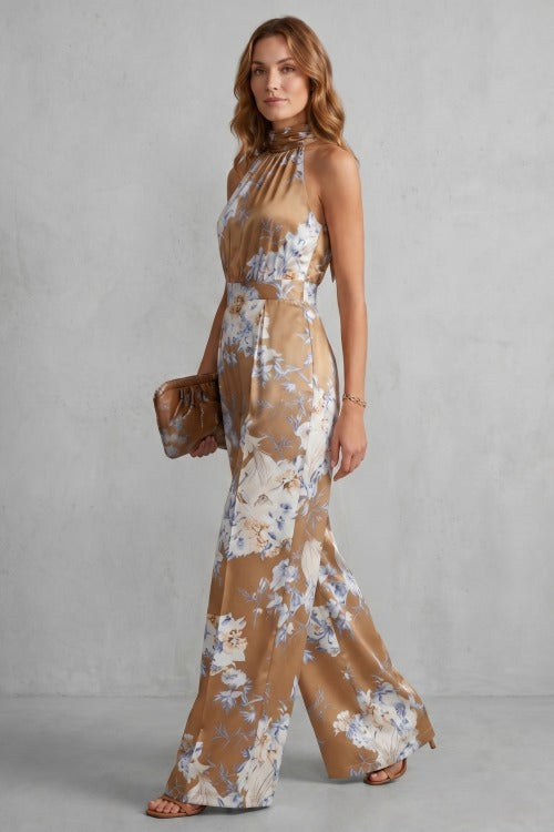 Floral Halter Wide Leg Jumpsuit
